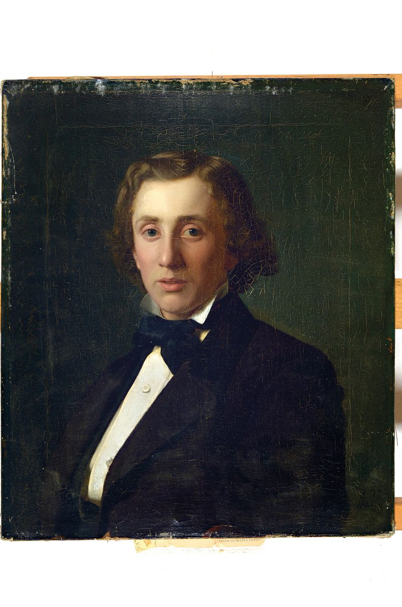 Detail k: Frederik Vermehren, 1823-1910, Porträt des Johannes Heimdal Fenger (1841-1925), Stadtbaumeister in Randers, Öl/Lwd, rechts unten monogr. FV und ...