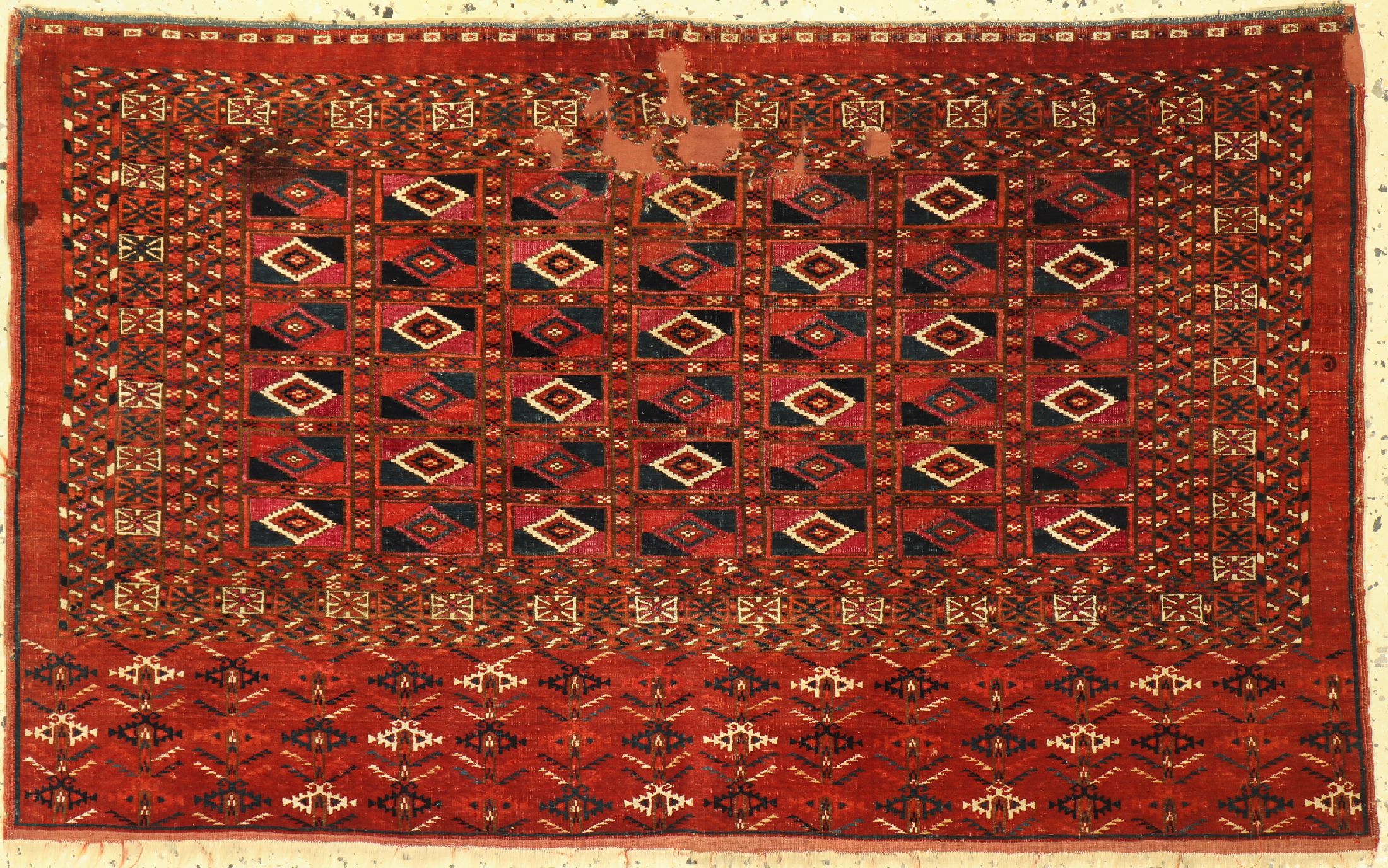 Tekke Tschowal fein antik, Turkmenistan, 19.Jhd, Wolle auf Wolle, ca. 120 x 70 cm, EHZ:4