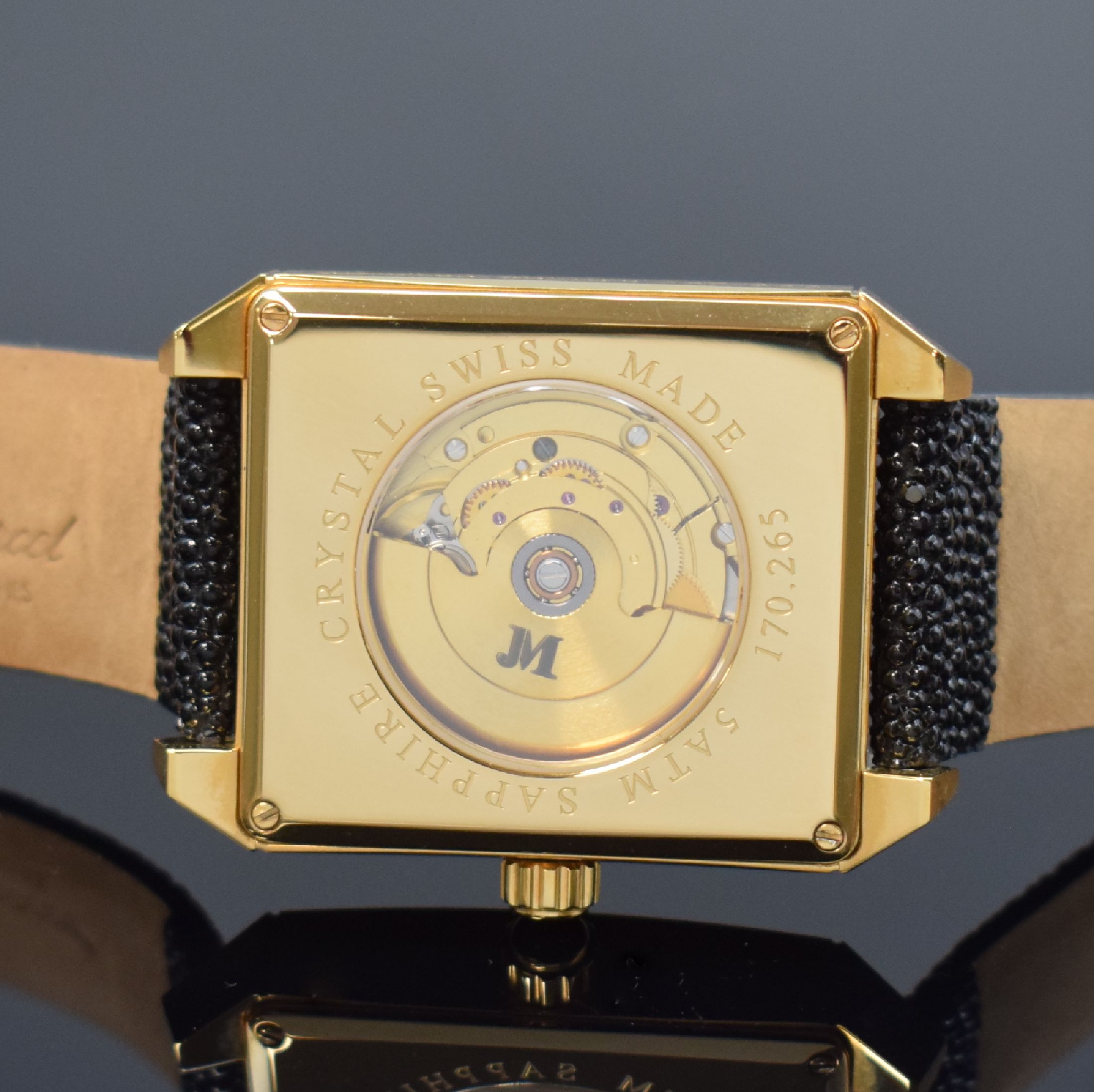 Detail f: JEAN MARCEL Quadrum II vergoldete, auf 300 Stück limitierte Herrenarmbanduhr, Schweiz um 2010, Automatik, Ref. 170.265, beids. vergl. Geh., ...