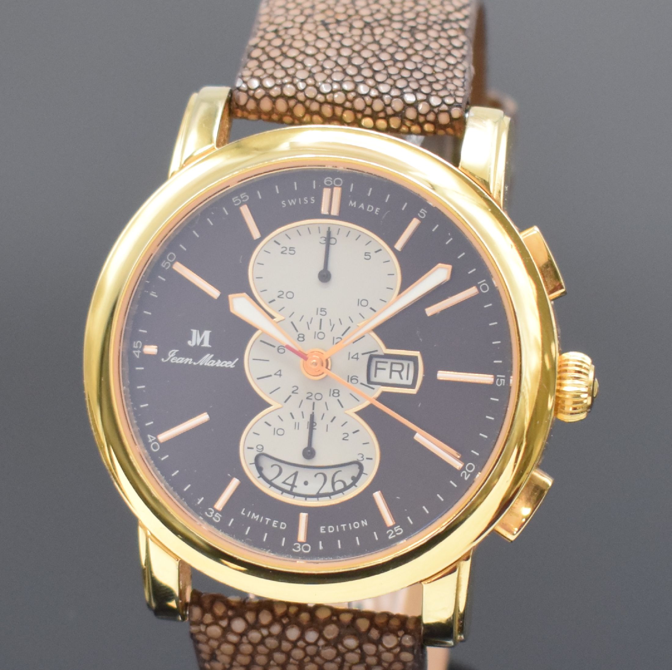 Detail a: JEAN MARCEL Clarus vergoldeter, auf 300 Stück limitierter Armbandchronograph, Schweiz um 2010, Automatik, Ref. 170.250, beids. vergl. Geh., ...