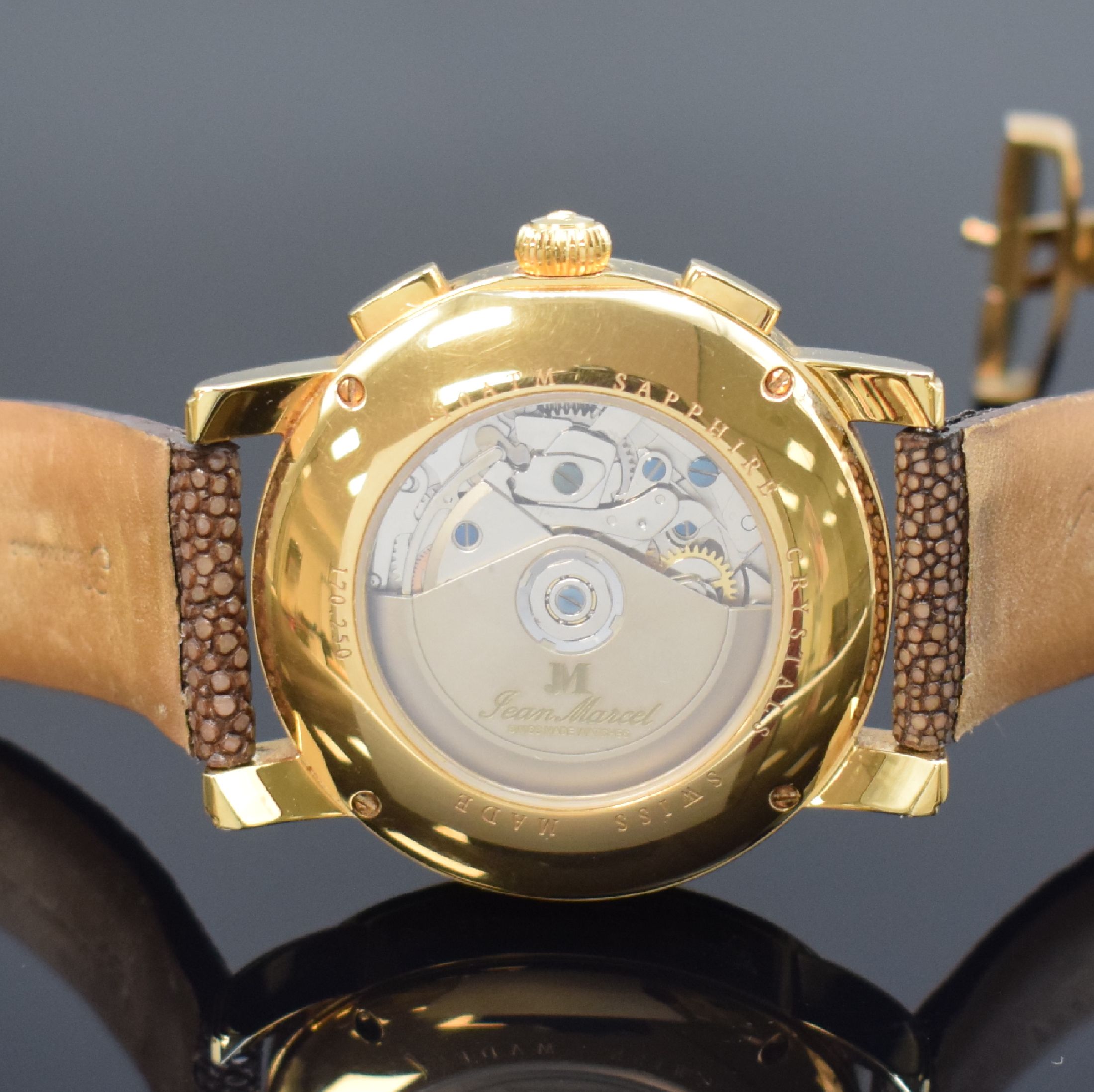 Detail e: JEAN MARCEL Clarus vergoldeter, auf 300 Stück limitierter Armbandchronograph, Schweiz um 2010, Automatik, Ref. 170.250, beids. vergl. Geh., ...