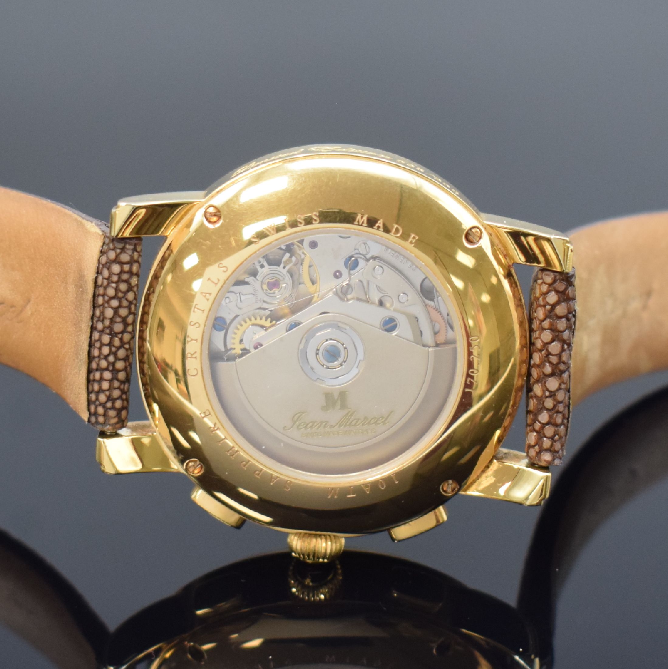 Detail f: JEAN MARCEL Clarus vergoldeter, auf 300 Stück limitierter Armbandchronograph, Schweiz um 2010, Automatik, Ref. 170.250, beids. vergl. Geh., ...