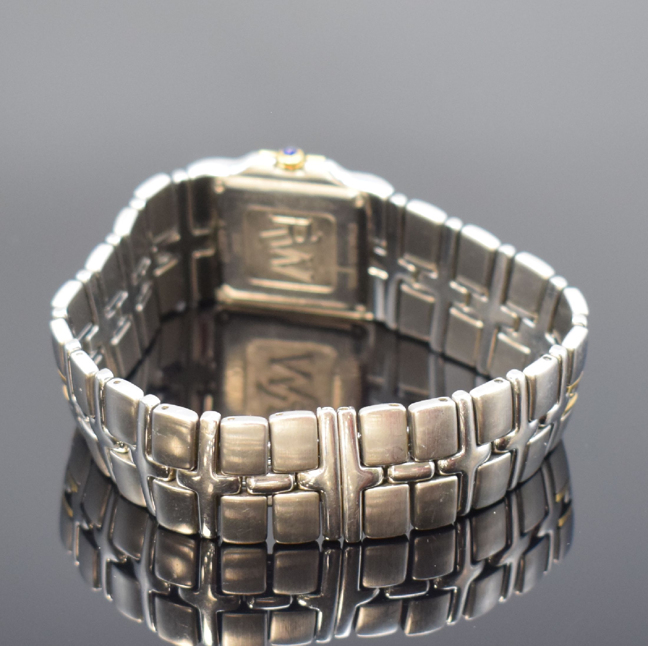 Detail b: RAYMOND WEIL Parsifal Armbanduhr in Stahl/Gold, Schweiz um 1995, quarz, Ref. 9390, Boden 4-fach verschr., Gliederband m. dopp. Faltschl., ...
