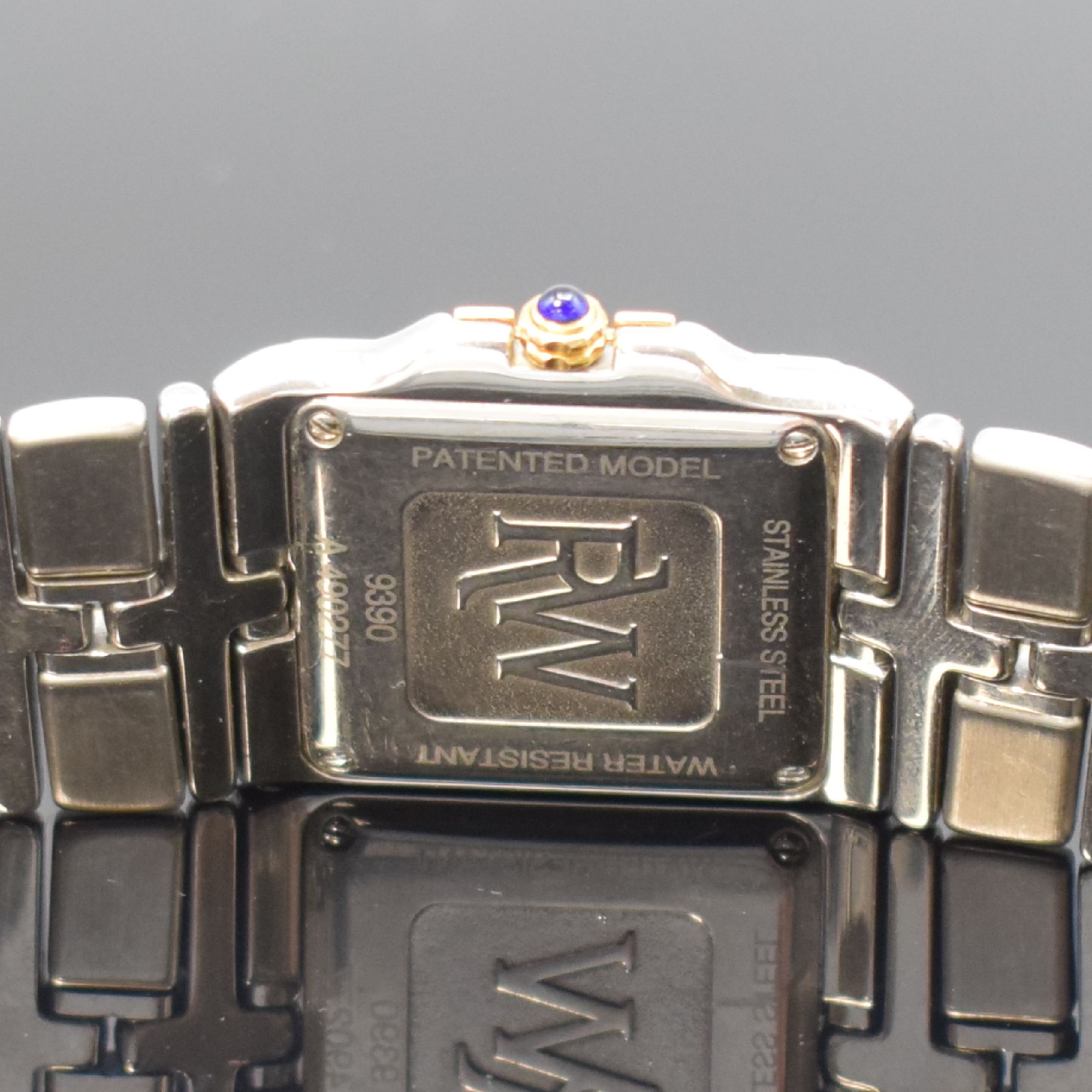 Detail d: RAYMOND WEIL Parsifal Armbanduhr in Stahl/Gold, Schweiz um 1995, quarz, Ref. 9390, Boden 4-fach verschr., Gliederband m. dopp. Faltschl., ...