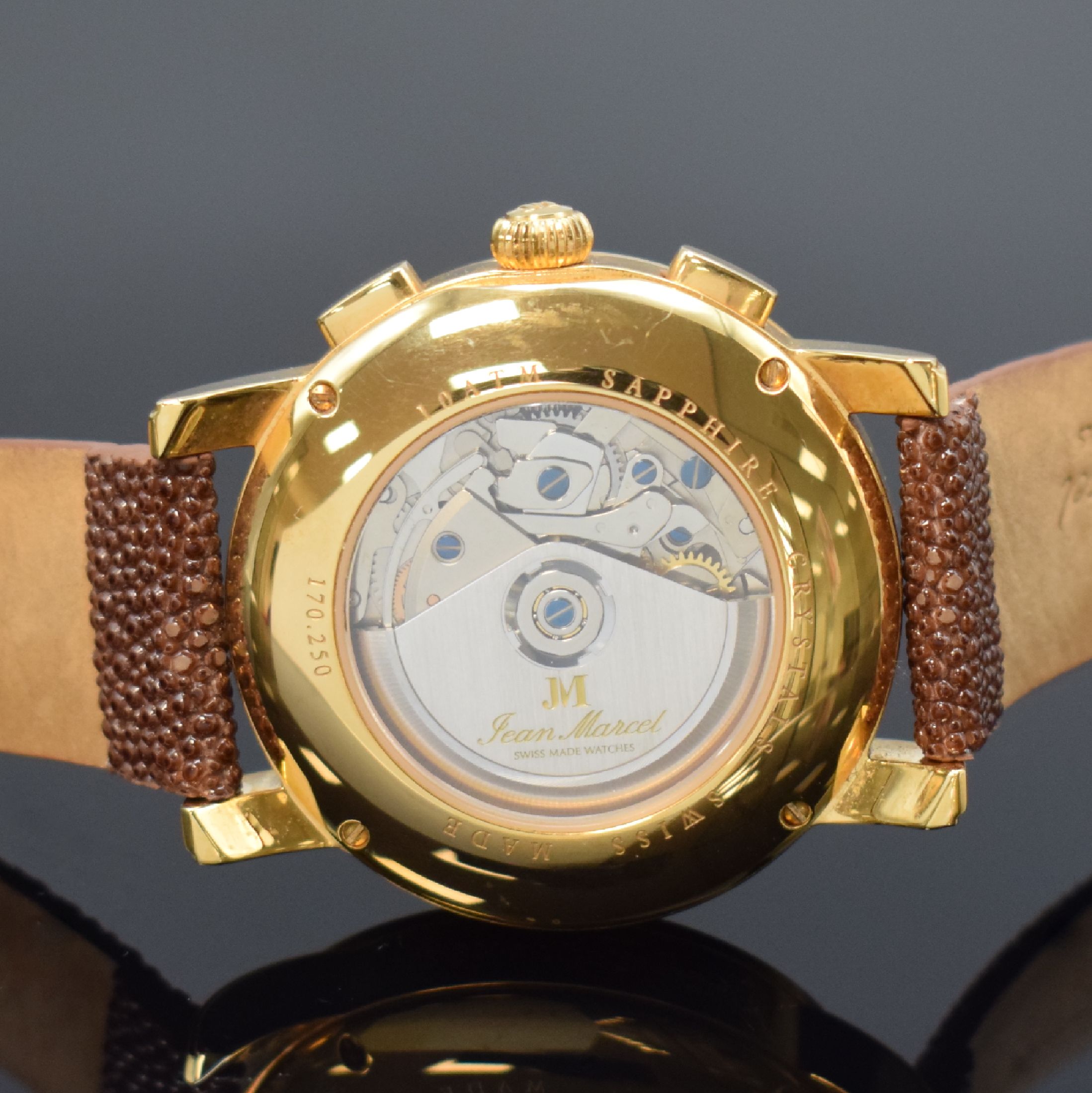 Detail e: JEAN MARCEL Clarus vergoldeter, auf 300 Stück limitierter Armbandchronograph, Schweiz um 2010, Automatik, Ref. 170.250, beids. verg. Geh., ...