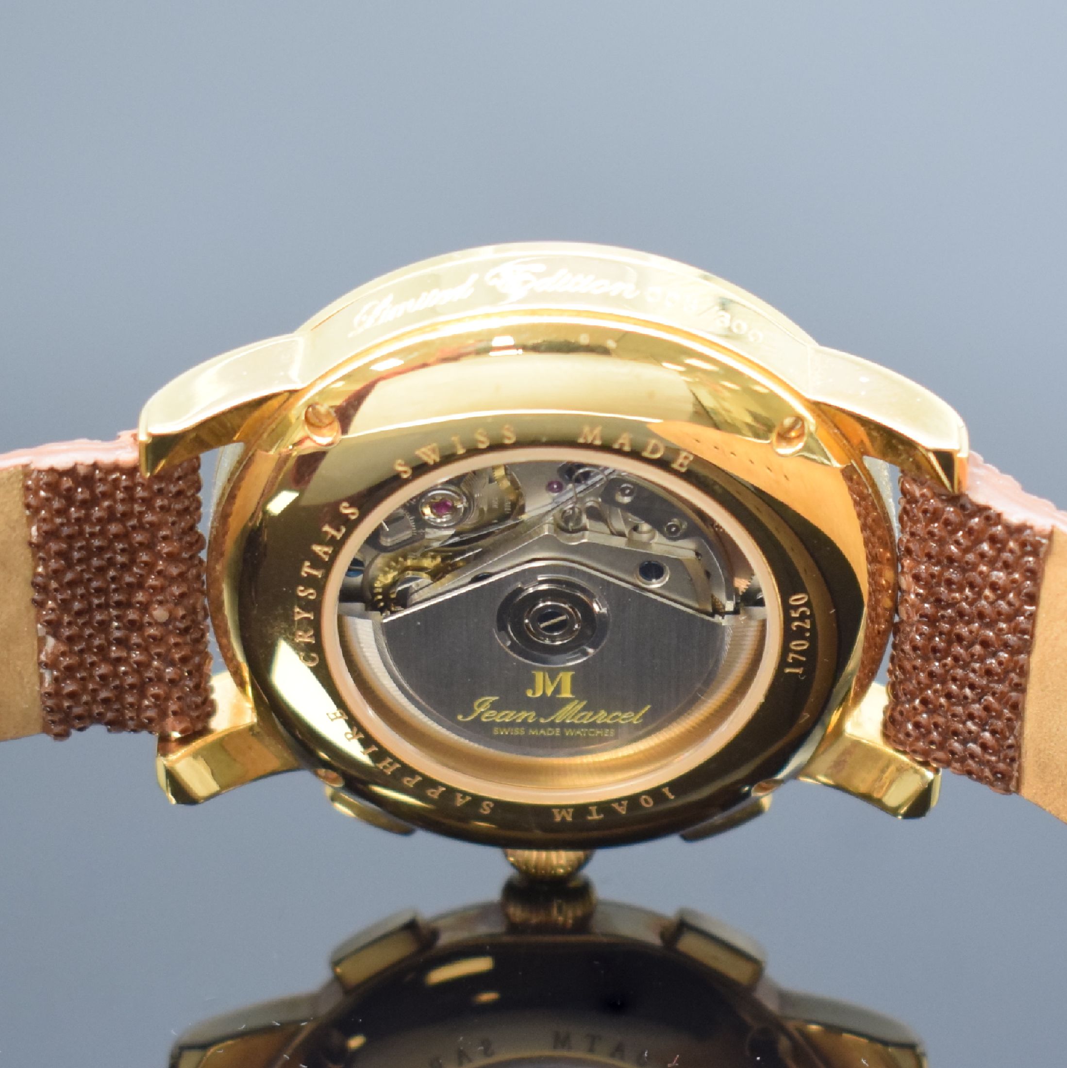 Detail f: JEAN MARCEL Clarus vergoldeter, auf 300 Stück limitierter Armbandchronograph, Schweiz um 2010, Automatik, Ref. 170.250, beids. verg. Geh., ...