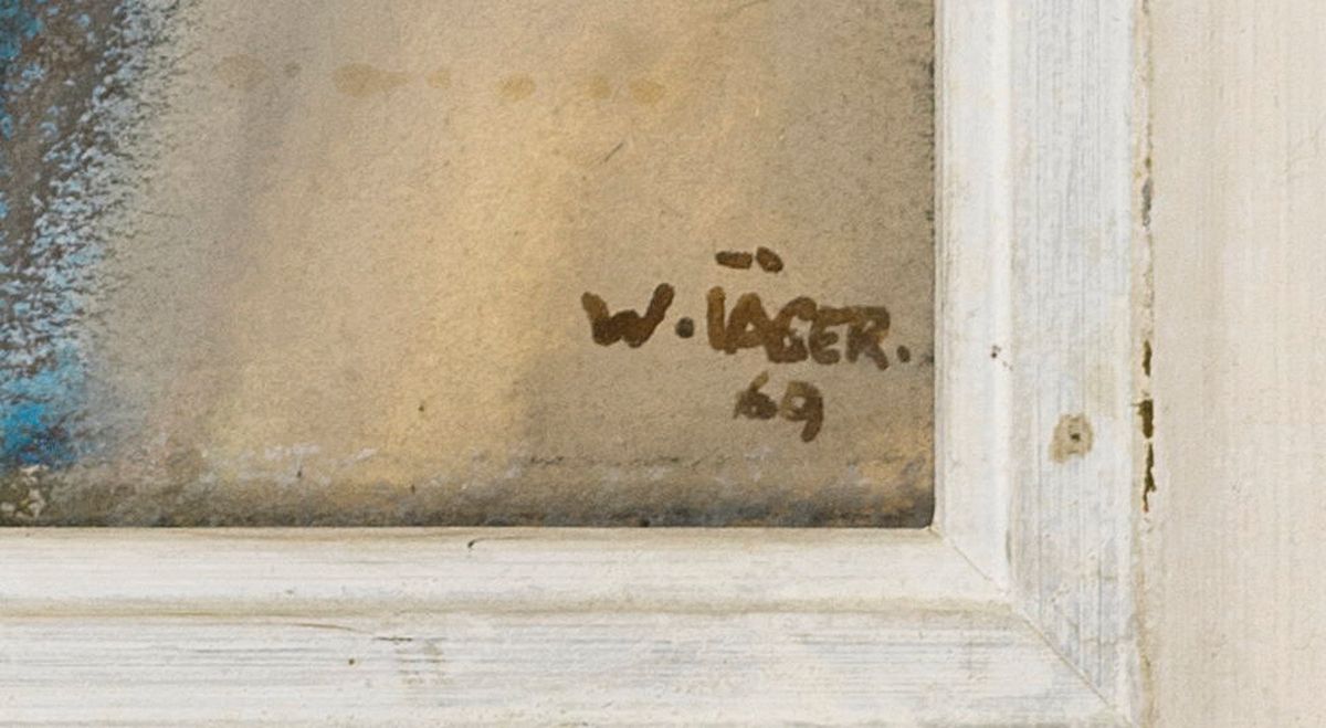 Detail a: Wolfgang Jäger, 1890 Ebrach-1975 Nürnberg, Studium an der Kunstgewerbeschule Nürnberg u. an der Akademie Karlsruhe, Aquarell, stehender weiblicher ...