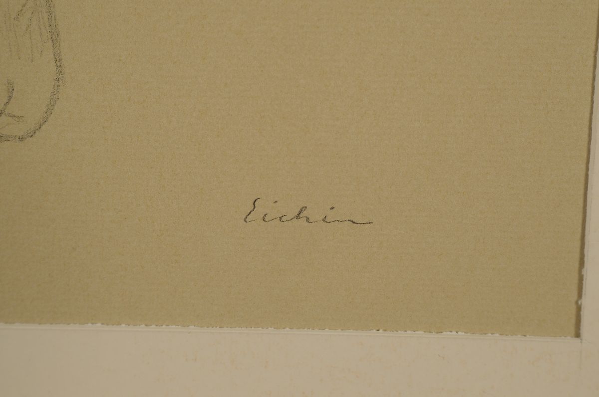 Detail b: Max Eichin, 1903 Lörrach-1990 Ettlingen, Studium an der Gewerbeschule Basel und an der Landeskunstschule Karlsruhe, zwei Bleistiftzeichnungen, ...