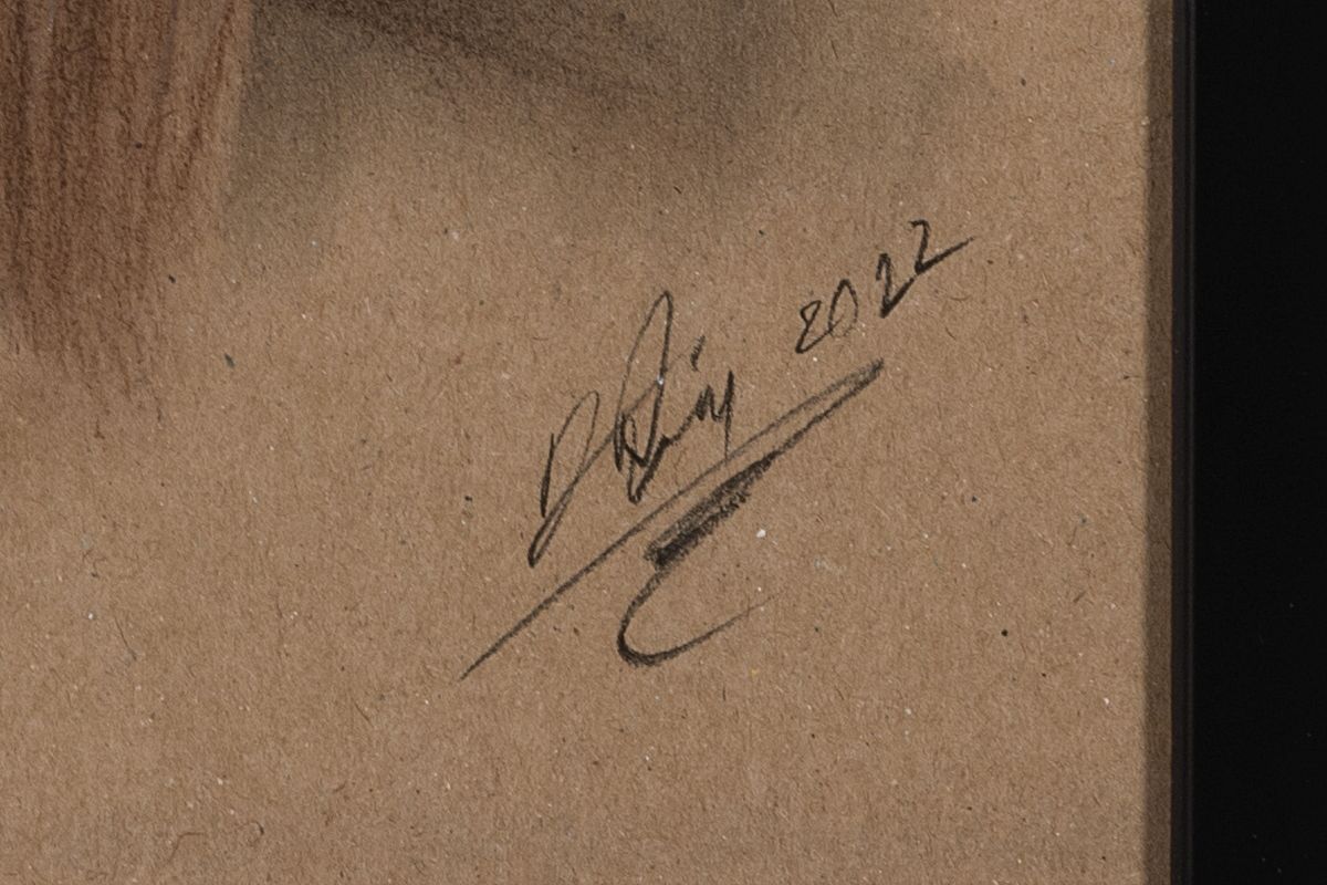 Detail c: Denis Prenzel, geb. 1971, drei Pastellzeichnungen auf dickem Papier, Frauenakte (2022), handsigniert u. datiert, Blattgr. 30 x 40 cm, unter Glas, ...