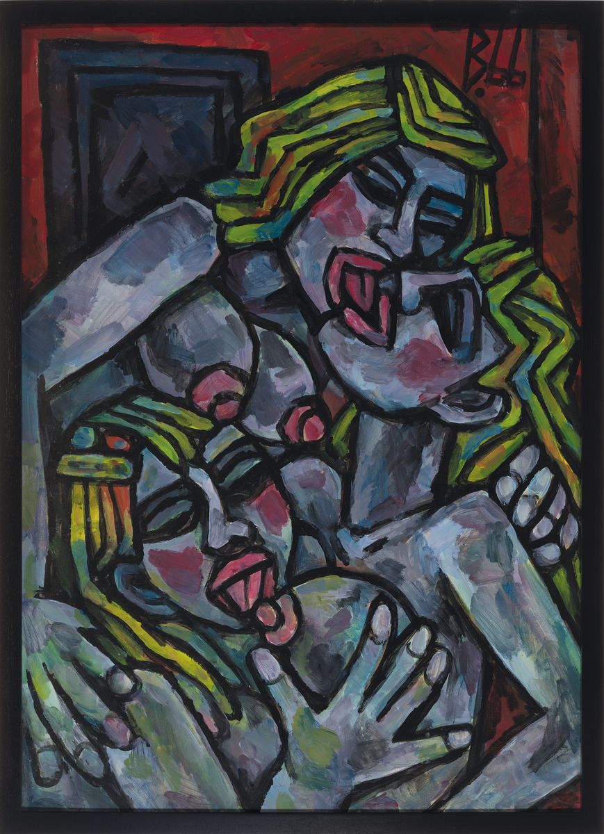 Berutscha(Gurami Hagemann), 1945 - 2013, "Drei weibliche Akte beim Liebesspiel", re. oben monogrammiert, Öl/Malplatte, dat. 1966, ca. 70 x ...