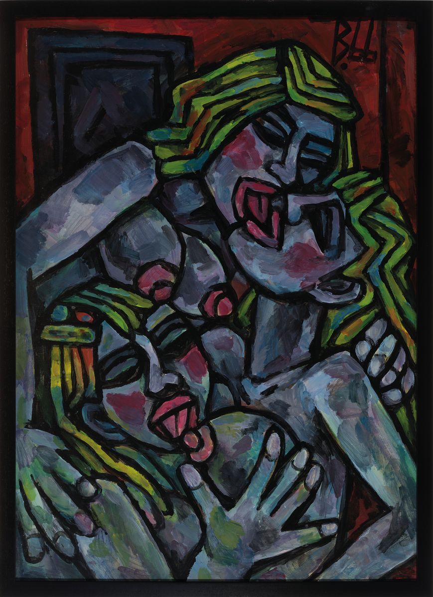Detail k: Berutscha(Gurami Hagemann), 1945 - 2013, "Drei weibliche Akte beim Liebesspiel", re. oben monogrammiert, Öl/Malplatte, dat. 1966, ca. 70 x ...