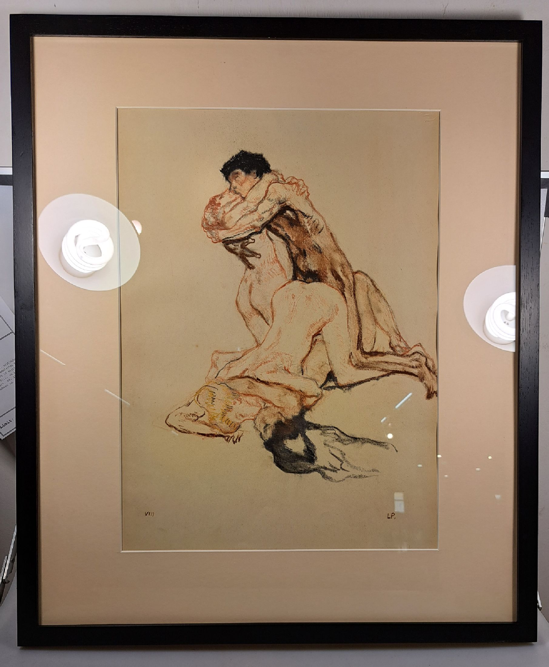 Detail a: Leo Putz, 1869 - 1940, erotische Darstellung, monogrammiertes Pastell aus einer Folge von 14 erotischen Pastellen, num. VIII, um 1924, ...