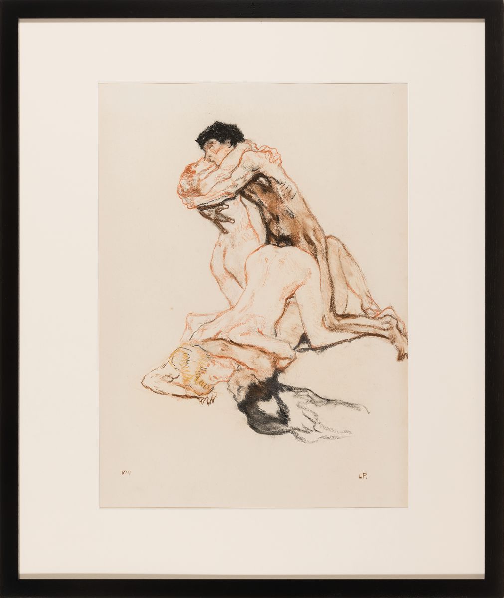 Detail k: Leo Putz, 1869 - 1940, erotische Darstellung, monogrammiertes Pastell aus einer Folge von 14 erotischen Pastellen, num. VIII, um 1924, ...