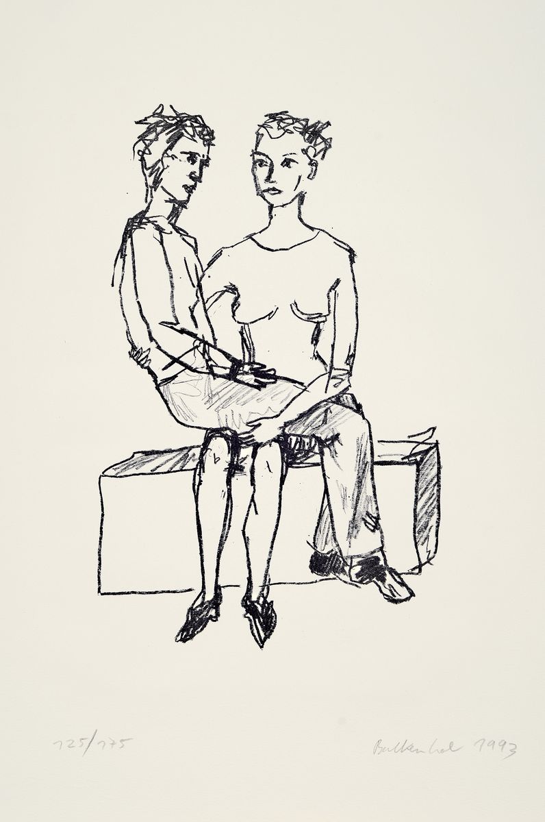 Stephan Balkenhol, geb. 1957 Fritzlar, Paar, Lithographie von 1993, handsign. und dat., num. 125/175, Blattgr. ca. 57x38cm