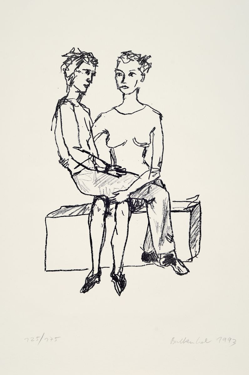 Detail k: Stephan Balkenhol, geb. 1957 Fritzlar, Paar, Lithographie von 1993, handsign. und dat., num. 125/175, Blattgr. ca. 57x38cm