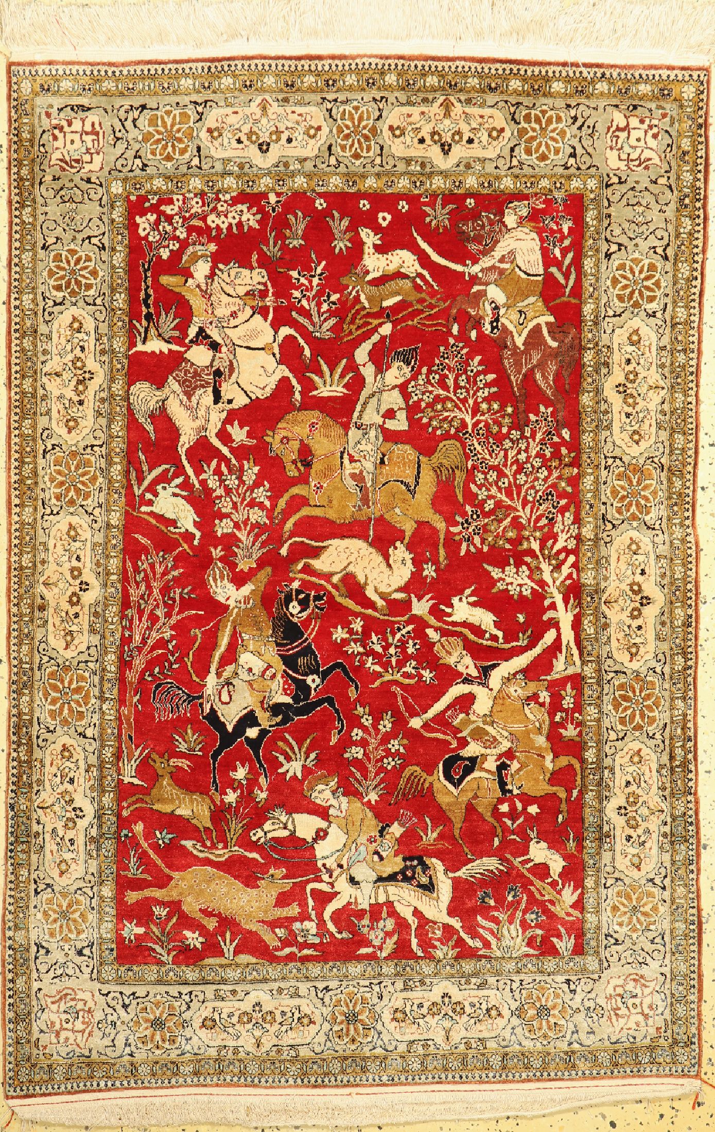 Ghom Seide alt, Persien, um 1960, reine Naturseide, ca. 160 x 110 cm, EHZ: 1-2