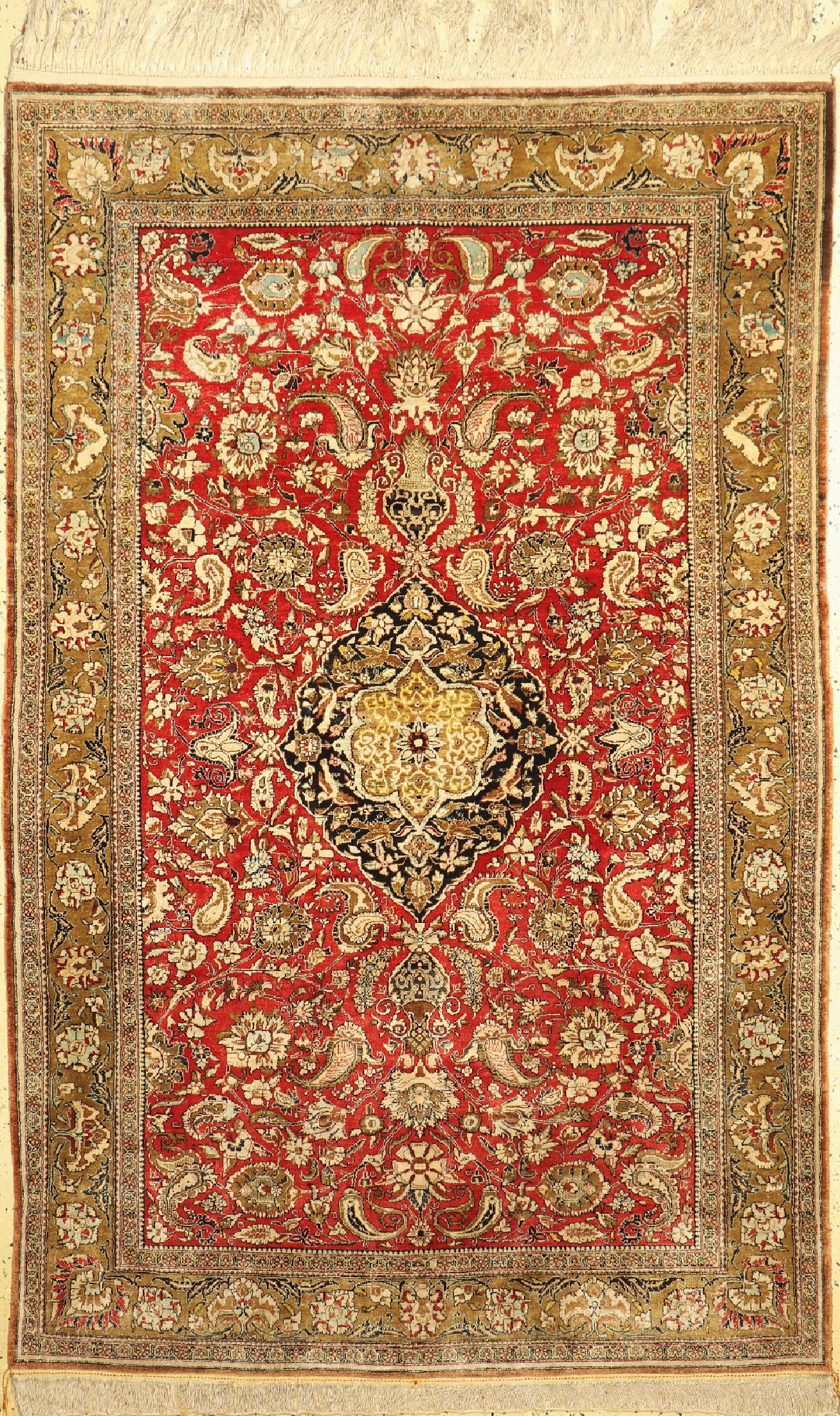 Ghom Seide alt, Persien, um 1960, reine Naturseide, ca. 220 x 140 cm, EHZ: 1-2