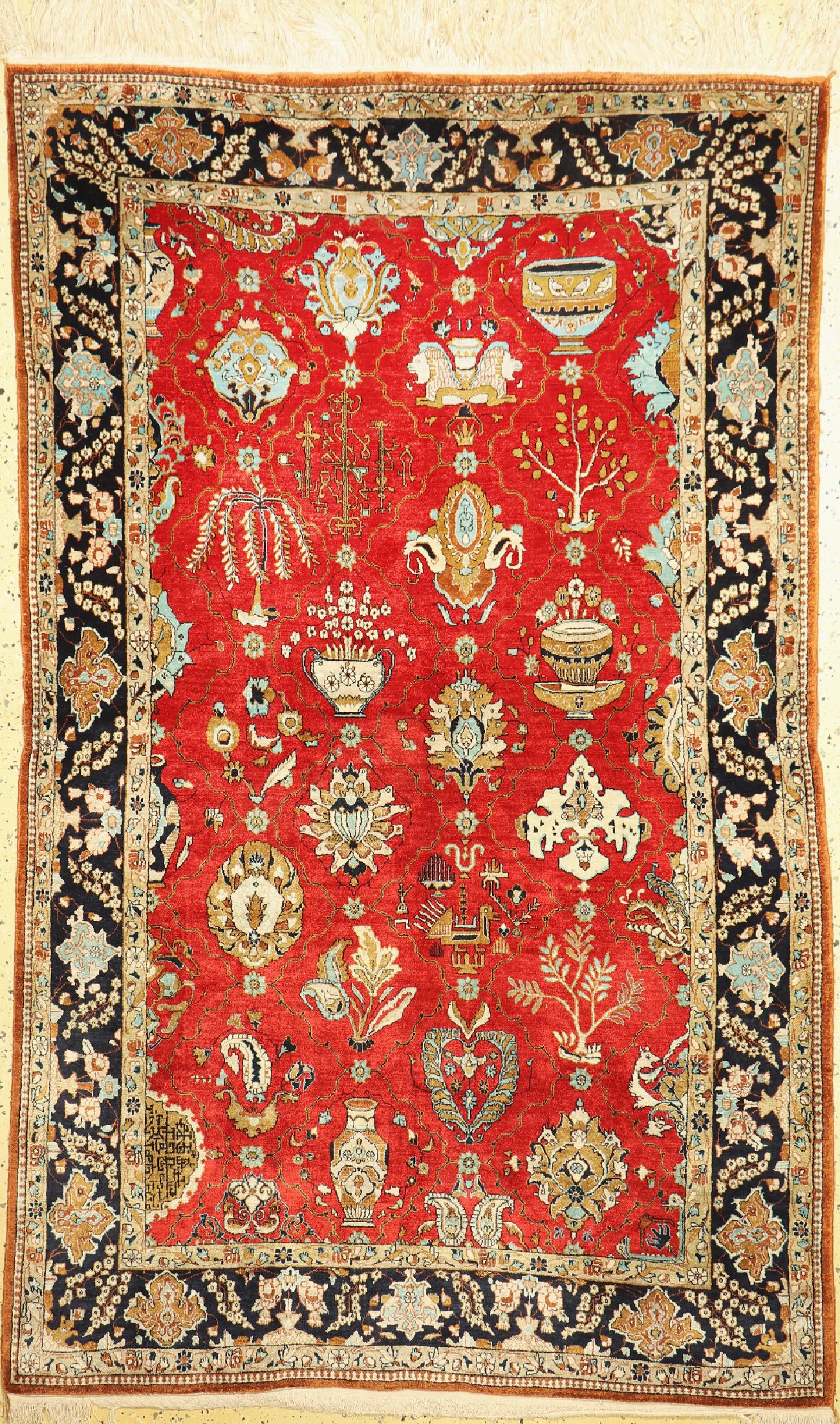 Ghom Seide alt, Persien, um 1960, reine Naturseide, ca. 220 x 140 cm, EHZ: 1-2