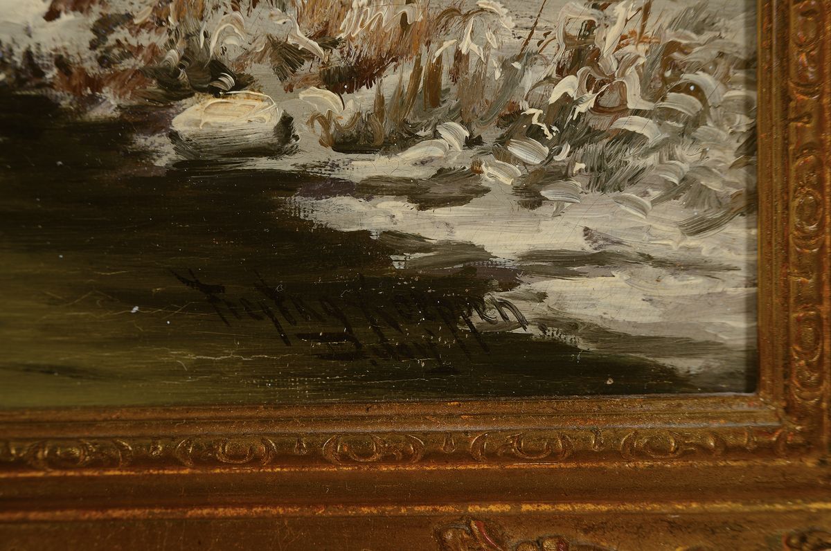 Detail a: Clemens Freytag-Koeppen, geb. 1883 München, war tätig in Düsseldorf, Öl/Lwd, rechts unten signiert, ca. 42x52cm, R. ca. 56x66cm, min. ...