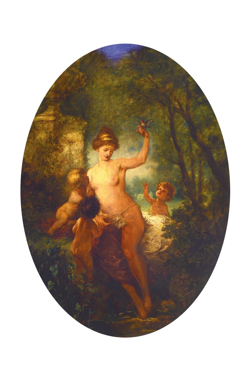 Zuschreibung: Adalbert Franz Seligmann, 1862- 1945 Wien, bekannter Wiener Illustrator und Historienmaler, 2 Pendants, Orpheus verzaubert die wilden ...