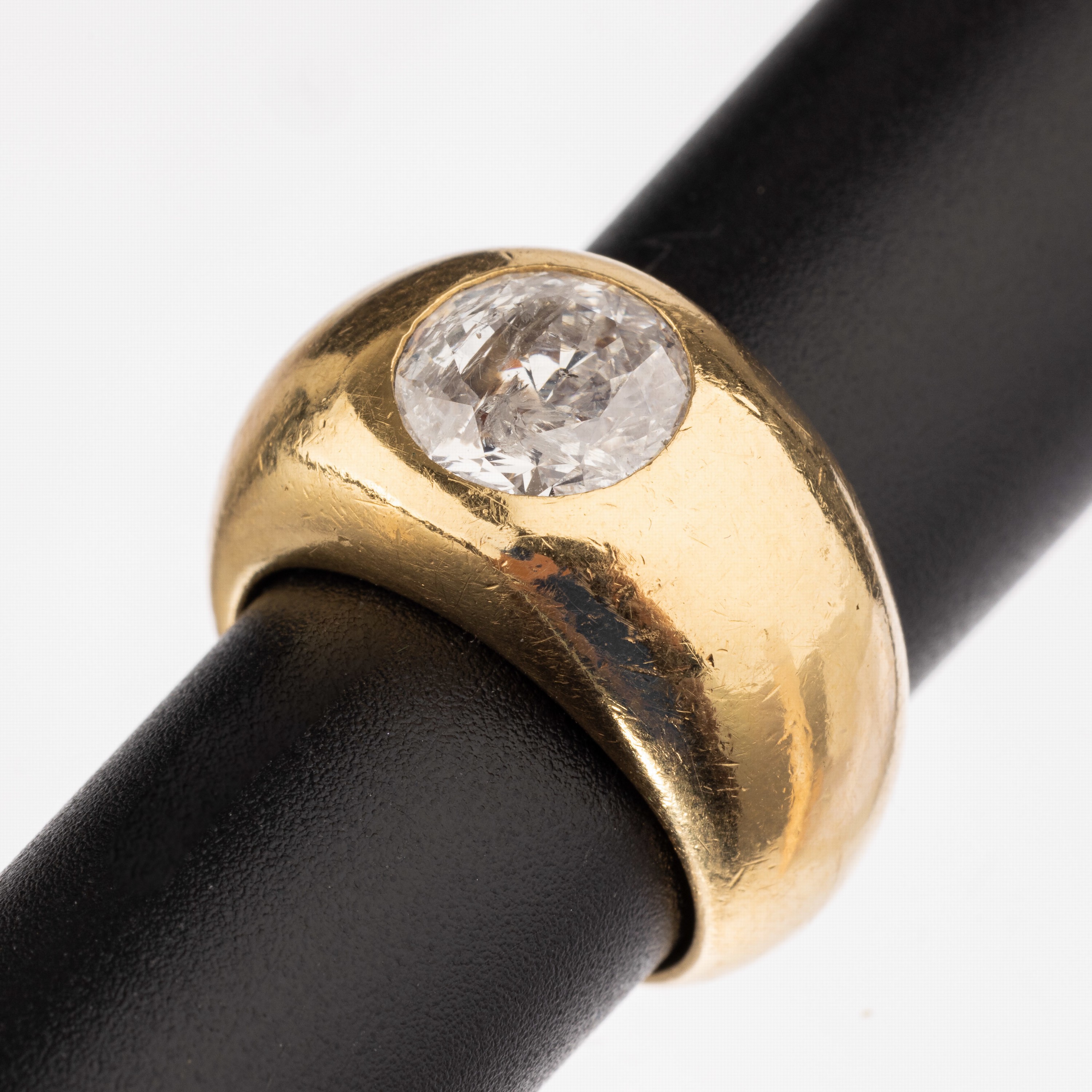 18 kt Gold Brillant-Bandring, GG 750/000, Brillant ca. 2.15 ct Weiß/p2, RW 52, ca. 25.8 g