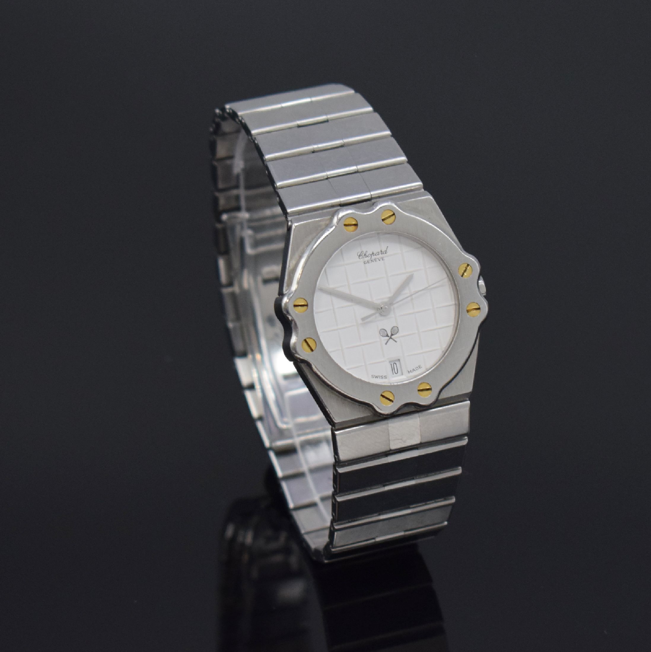 Detail b: CHOPARD St. Moritz Armbanduhr in Edelstahl Referenz 26/8025-13, Schweiz um 1990, quarz, Stülpgeh. mit 8-fach verschr. Lünette, Gliederband m. dopp. ...