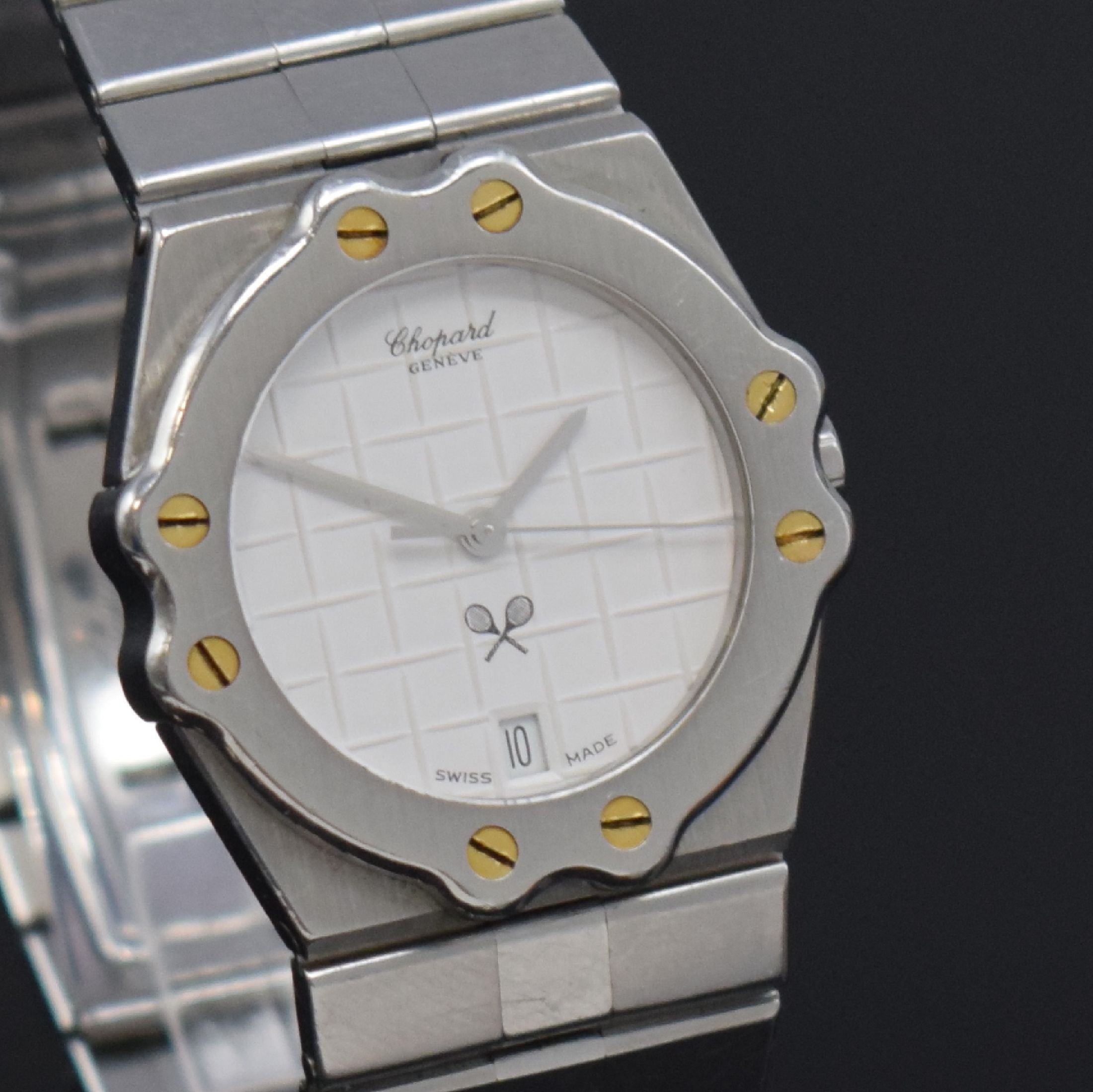 Detail c: CHOPARD St. Moritz Armbanduhr in Edelstahl Referenz 26/8025-13, Schweiz um 1990, quarz, Stülpgeh. mit 8-fach verschr. Lünette, Gliederband m. dopp. ...