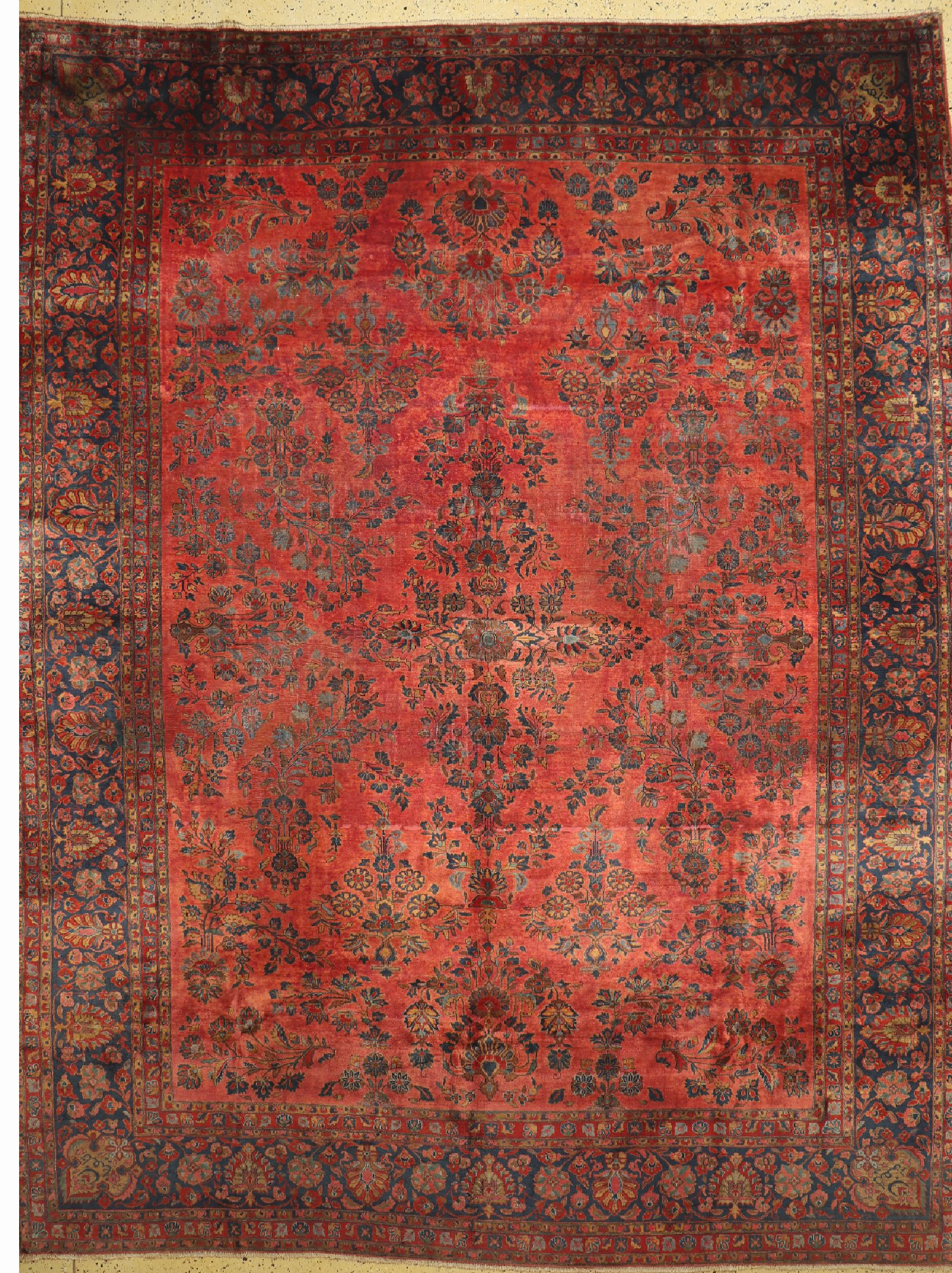Antiker Sarogh"Talfian", 4 mal signiert, Persien, um 1900, Korkwolle auf Baumwolle, ca.403 x 315 cm, EHZ: 3-4