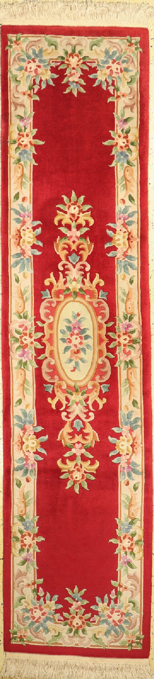Aubusson Teppich, China, ca. 40 Jahre, Wolle auf Baumwolle, ca. 295 x 70 cm, EHZ: 1-2
