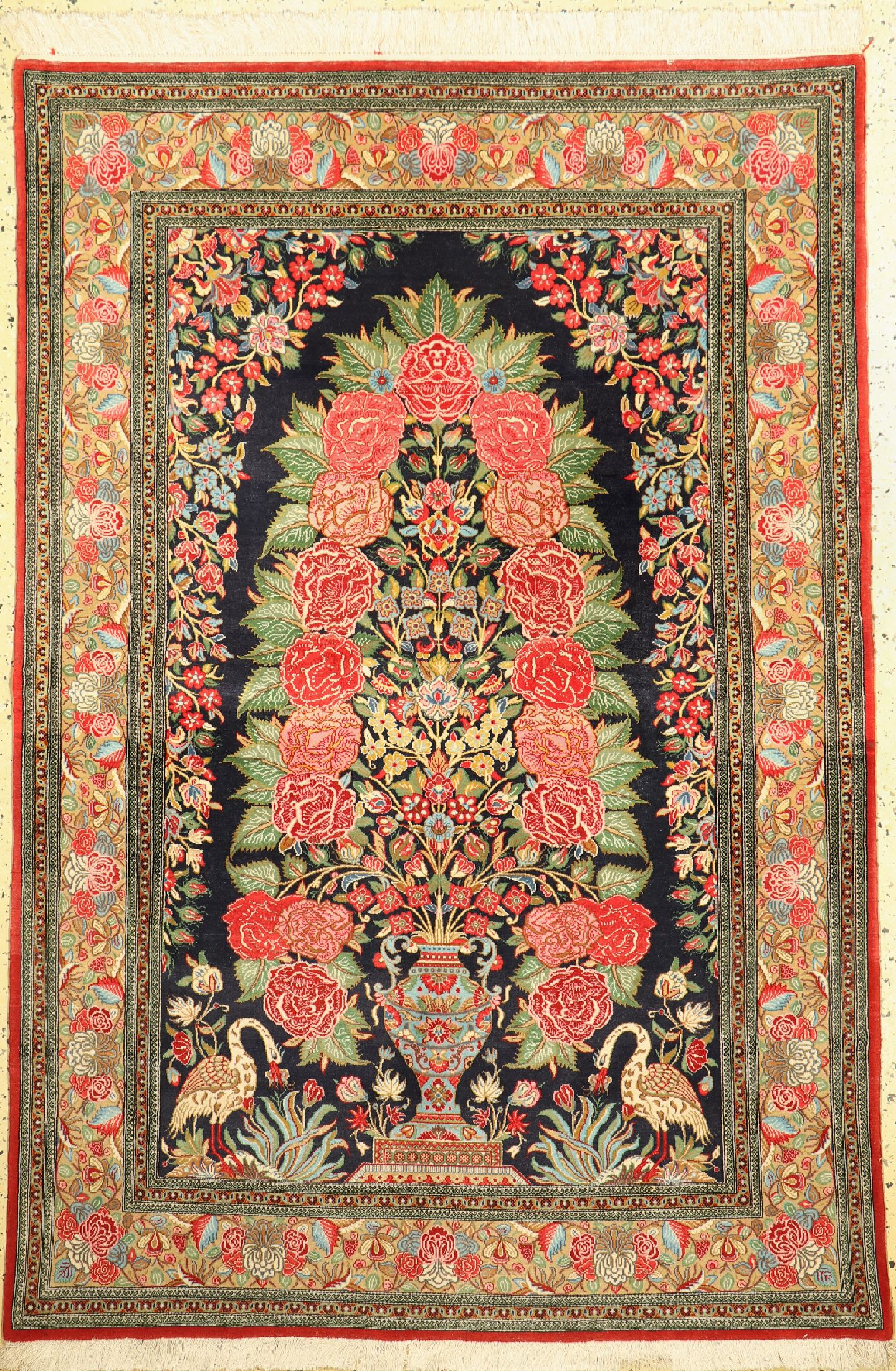Ghom Kork fein, Persien, ca. 50 Jahre, Korkwolle auf Baumwolle, ca. 205 x 140 cm, EHZ: 1-2