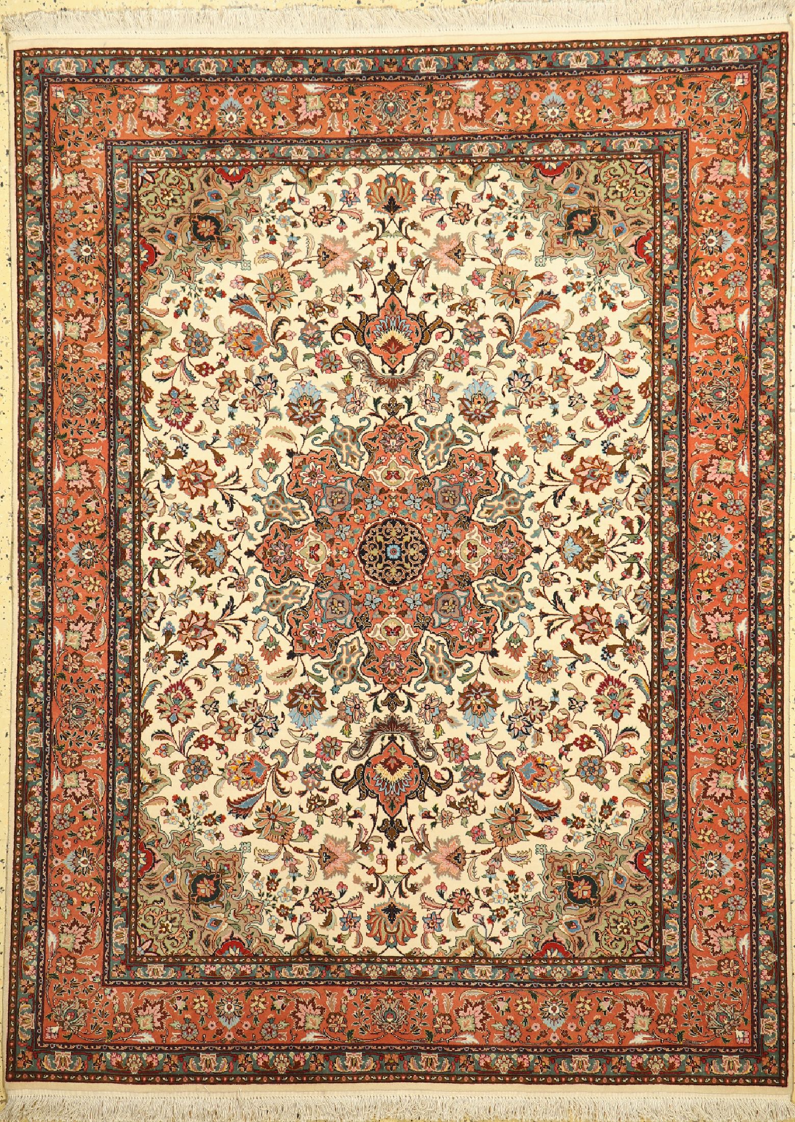 Täbriz fein(50 Raj), Persien, ca. 50 Jahre,Korkwolle mit Seide, ca. 205 x 153 cm, ca. 500.000 Kn/qm, EHZ: 1-2