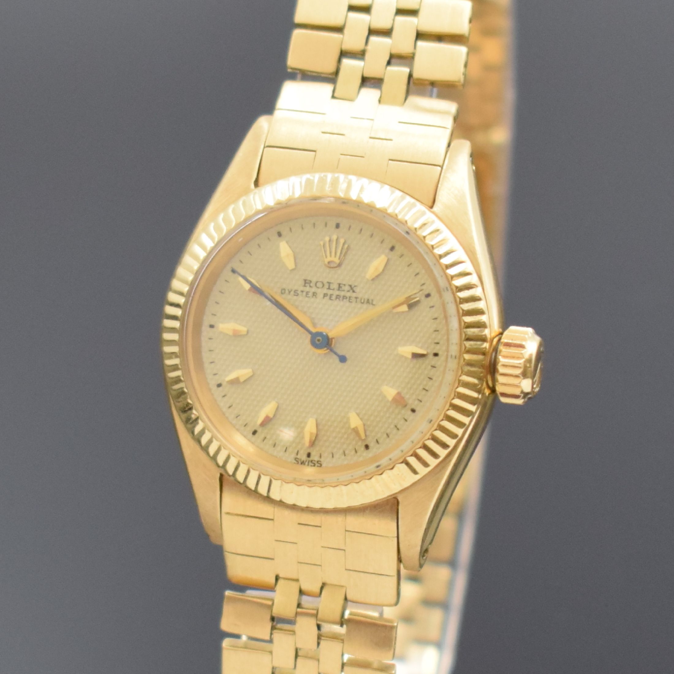 Detail a: ROLEX Oyster Perpetual Damenarmbanduhr in GG 750/000 Referenz 6619, Schweiz um 1958, Automatik, verschr. Oystergeh. inkl. orig. Gliederband mit ...