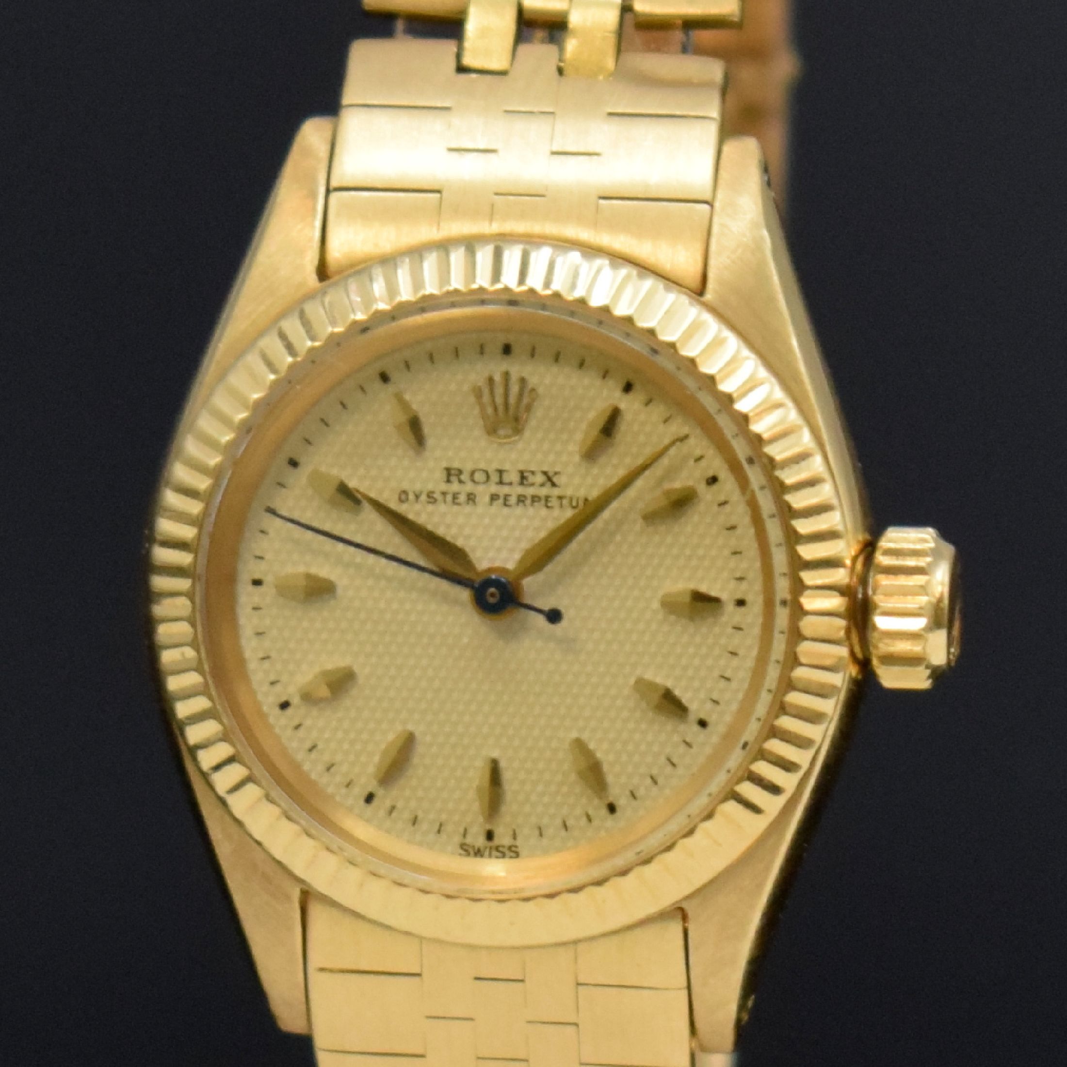 Detail b: ROLEX Oyster Perpetual Damenarmbanduhr in GG 750/000 Referenz 6619, Schweiz um 1958, Automatik, verschr. Oystergeh. inkl. orig. Gliederband mit ...