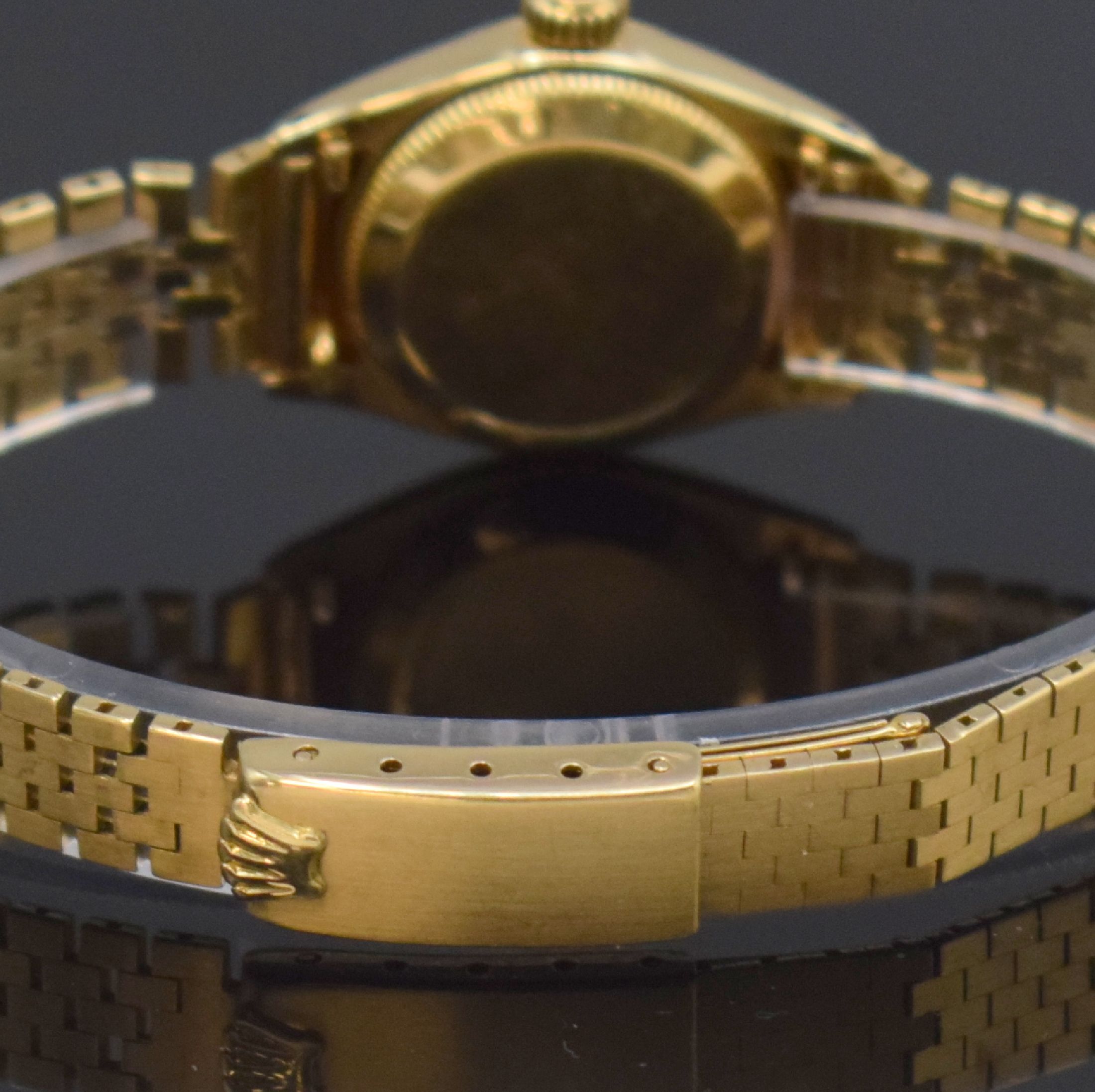 Detail e: ROLEX Oyster Perpetual Damenarmbanduhr in GG 750/000 Referenz 6619, Schweiz um 1958, Automatik, verschr. Oystergeh. inkl. orig. Gliederband mit ...