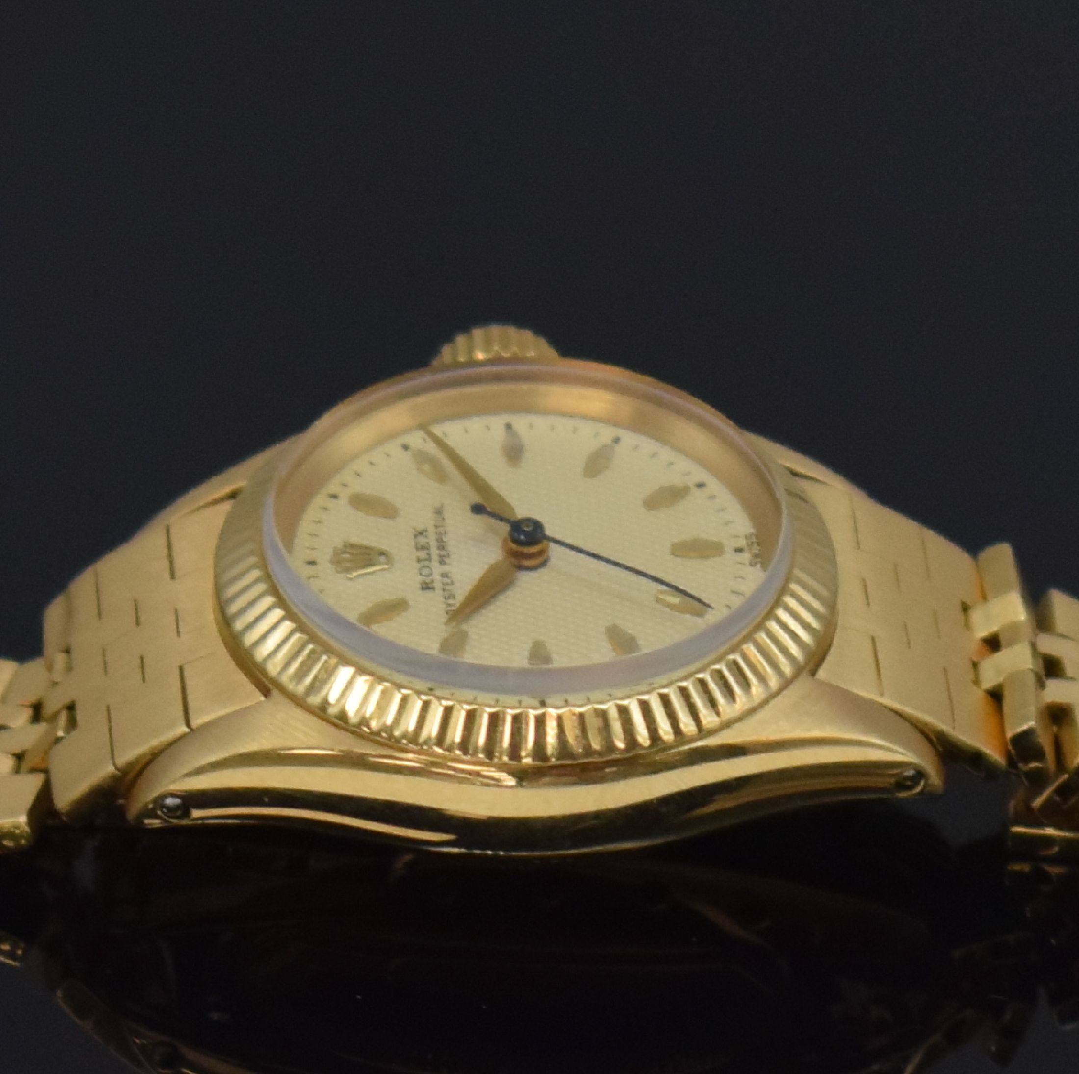 Detail i: ROLEX Oyster Perpetual Damenarmbanduhr in GG 750/000 Referenz 6619, Schweiz um 1958, Automatik, verschr. Oystergeh. inkl. orig. Gliederband mit ...