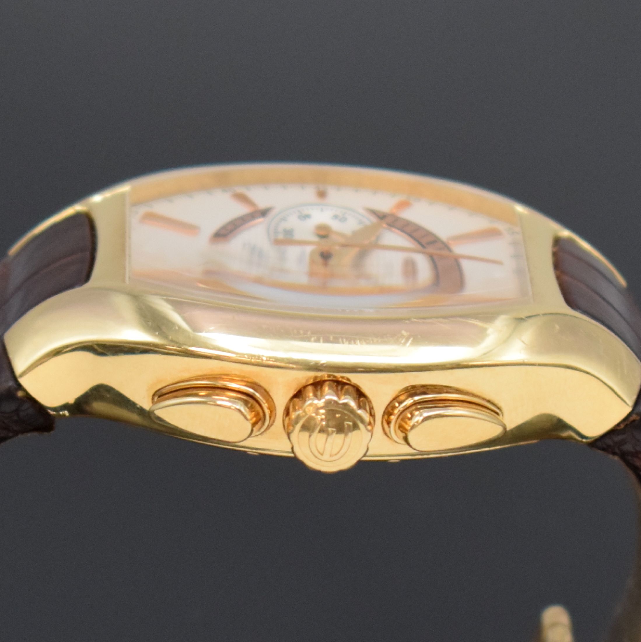 Detail f: EBEL Ebellissimo große, 170g schwere Herrenarmbanduhr mit Chronograph in RoseG 750/000 Chronometer Referenz 5137G41, Schweiz um 2008, Automatik, ...