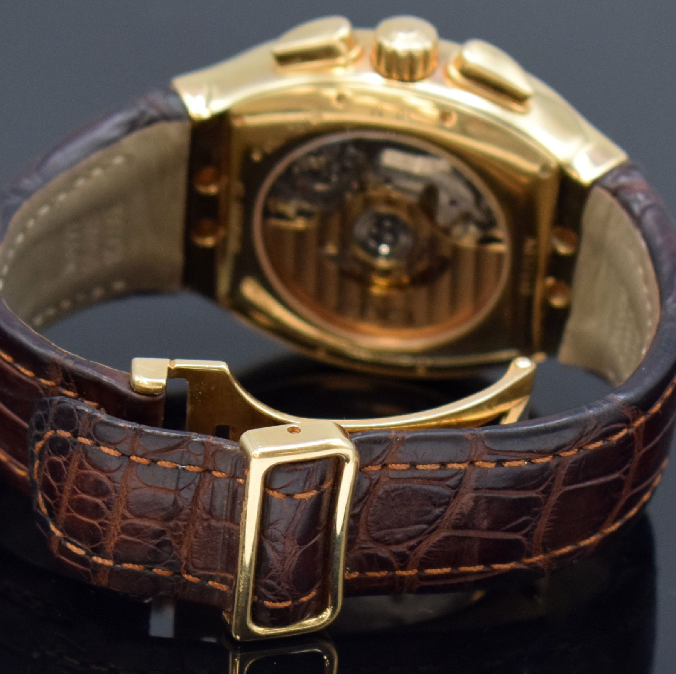 Detail m: EBEL Ebellissimo große, 170g schwere Herrenarmbanduhr mit Chronograph in RoseG 750/000 Chronometer Referenz 5137G41, Schweiz um 2008, Automatik, ...