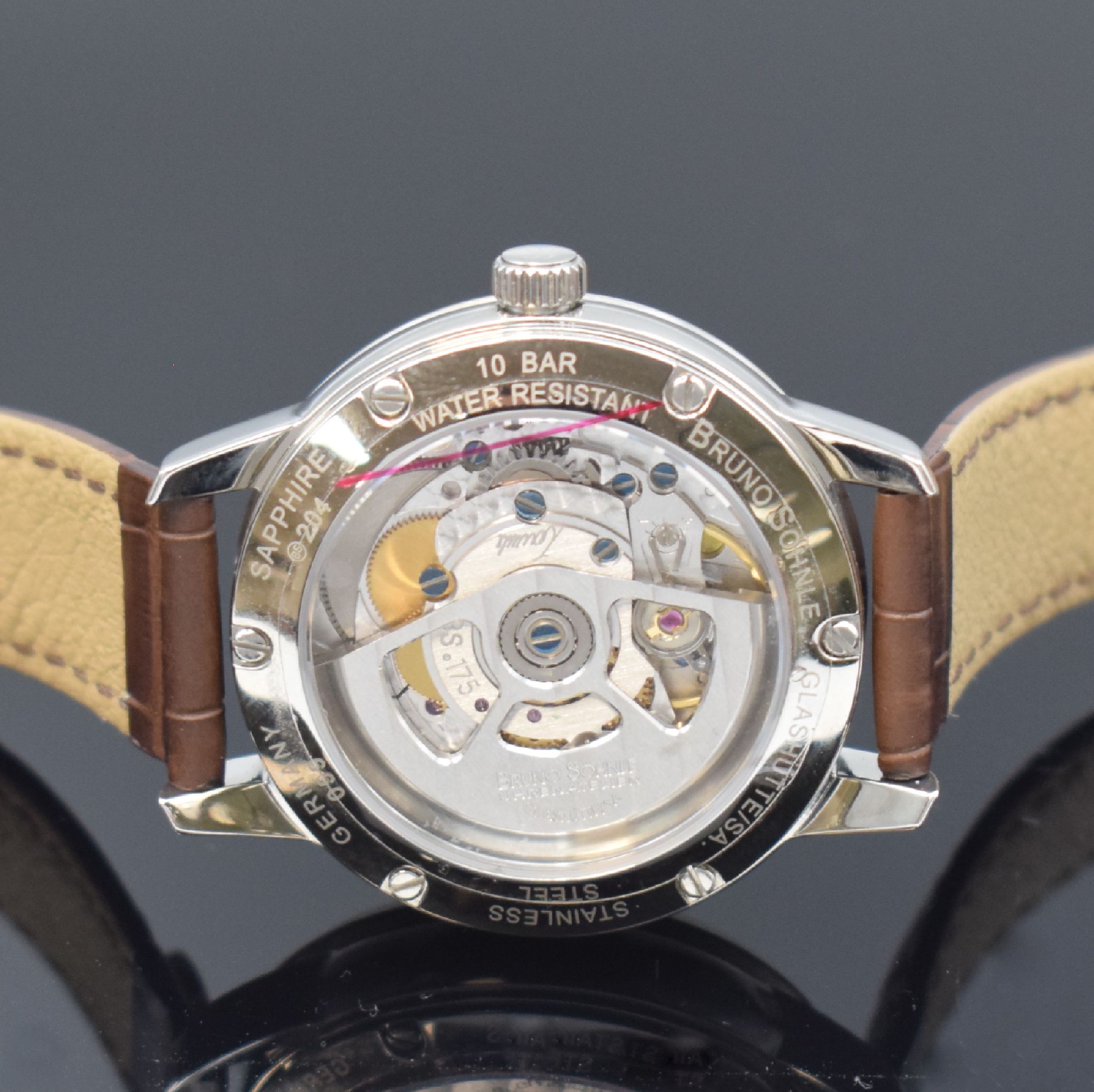 Detail d: BRUNO SÖHNLE Hamburg Damenarmbanduhr in Stahl, Deutschland verk. lt. beil. Garantiekarte 12/2022, Automatik, Ref. 17- 12204-221, beids. vergl. Geh., ...