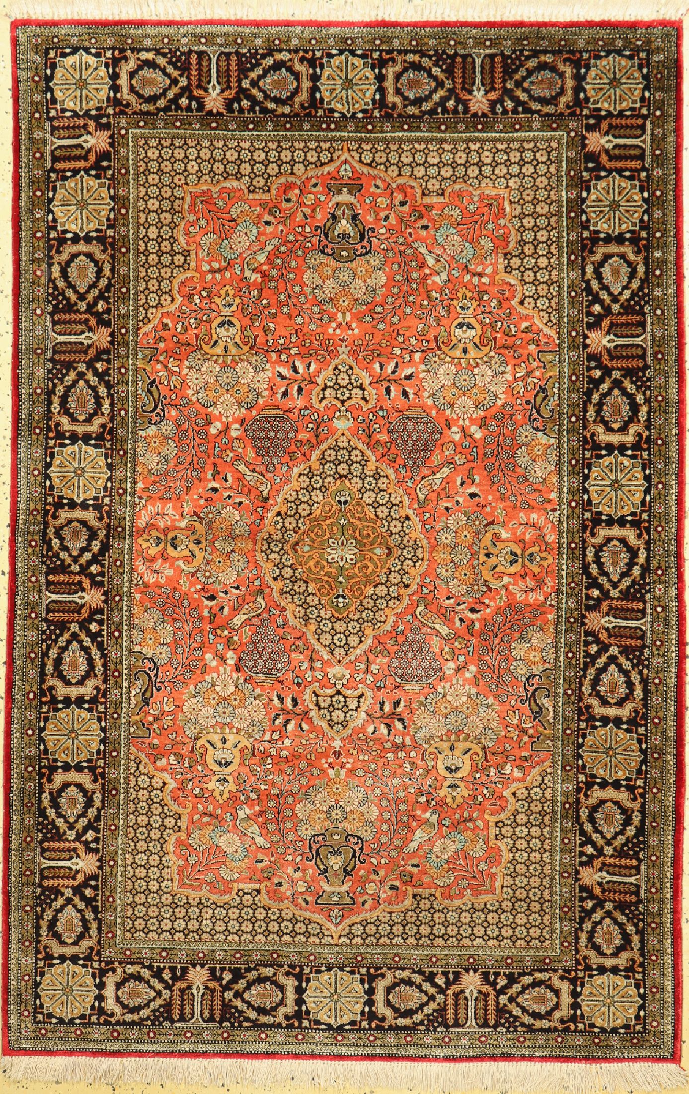 Ghom Seide alt, Persien, um 1960, reine Naturseide, ca. 172 x 113 cm, EHZ: 1-2