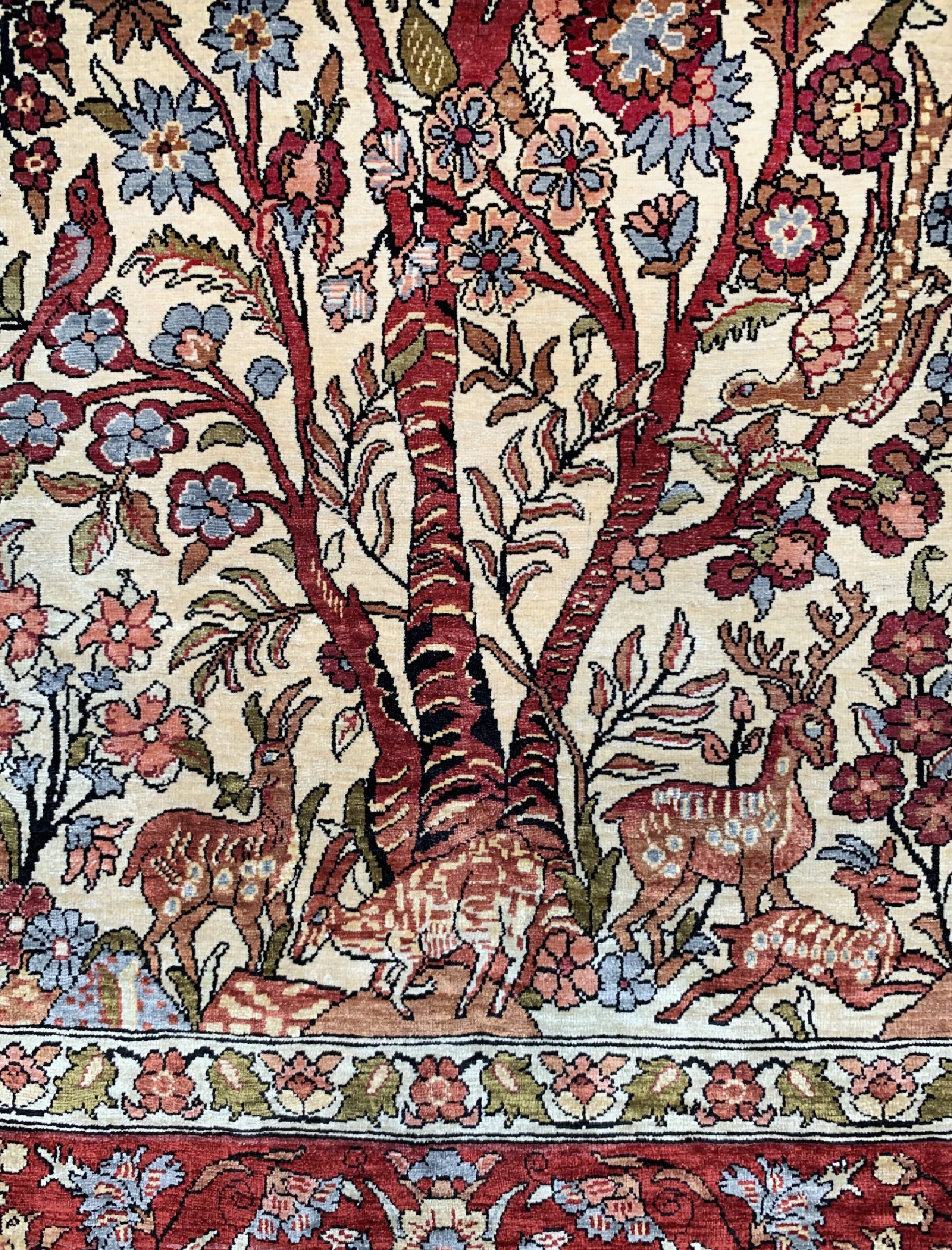 Detail a: Hereke Seide fein, Türkei, um 1950, reine Naturseide, ca. 96 x 63 cm, ca. 1,0 Mio. Kn/qm, EHZ: 1-2