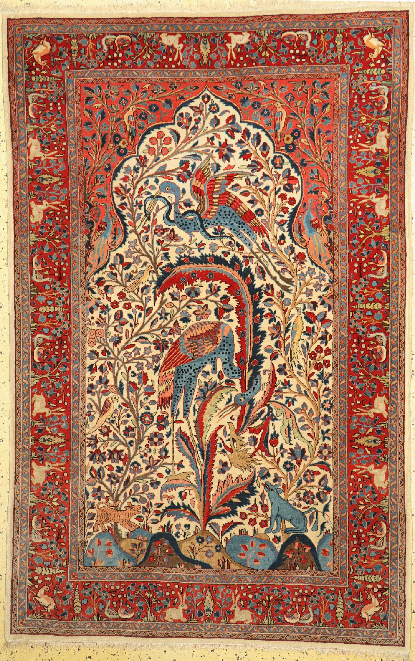 Sarogh fein, Persien, um 1960, Korkwolle auf Baumwolle, ca. 206 x 133 cm, EHZ: 1-2