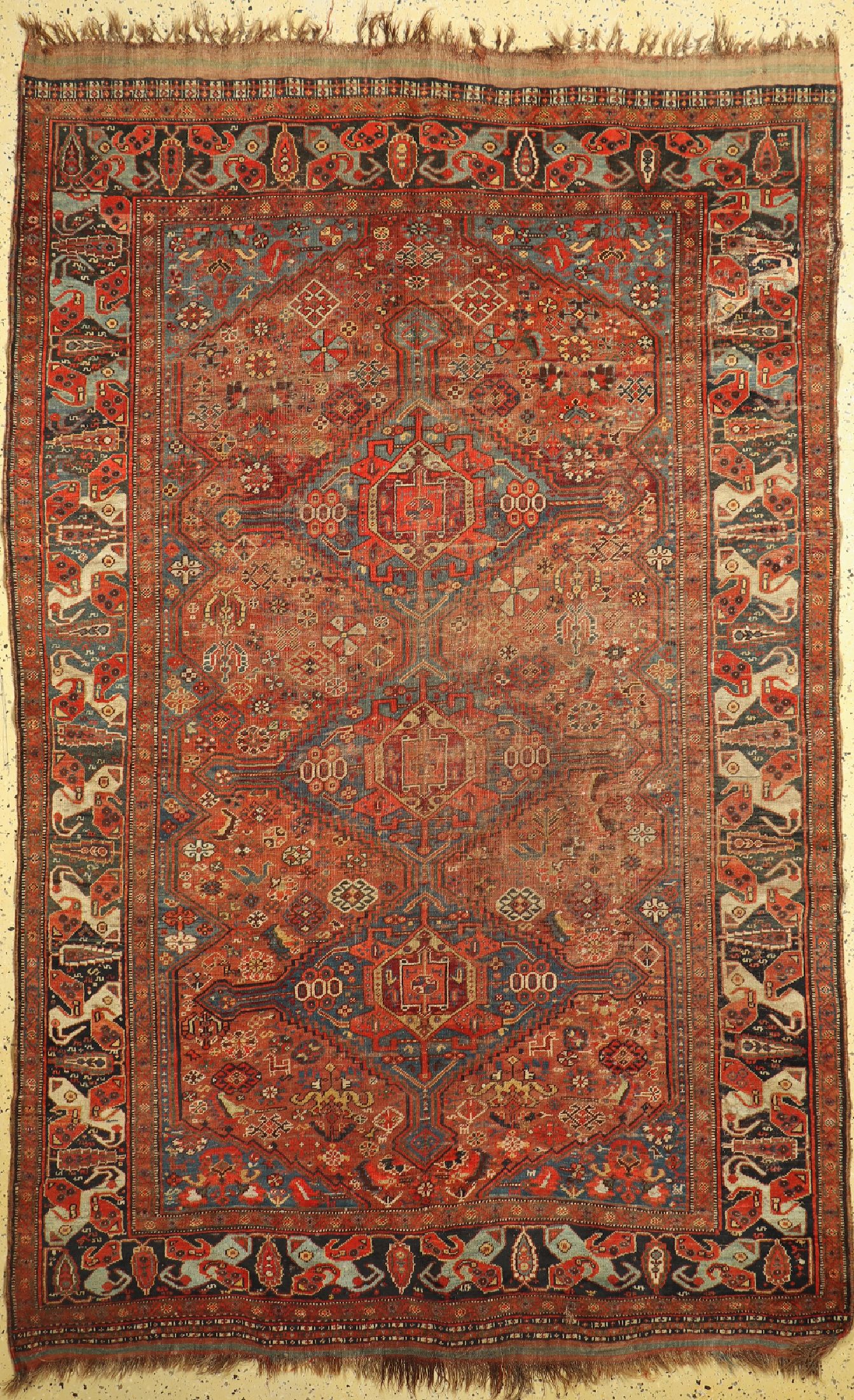 Antiker Khamseh, Persien, 19.Jhd, Wolle aufWolle, ca. 280 x 180 cm, EHZ: 3-4