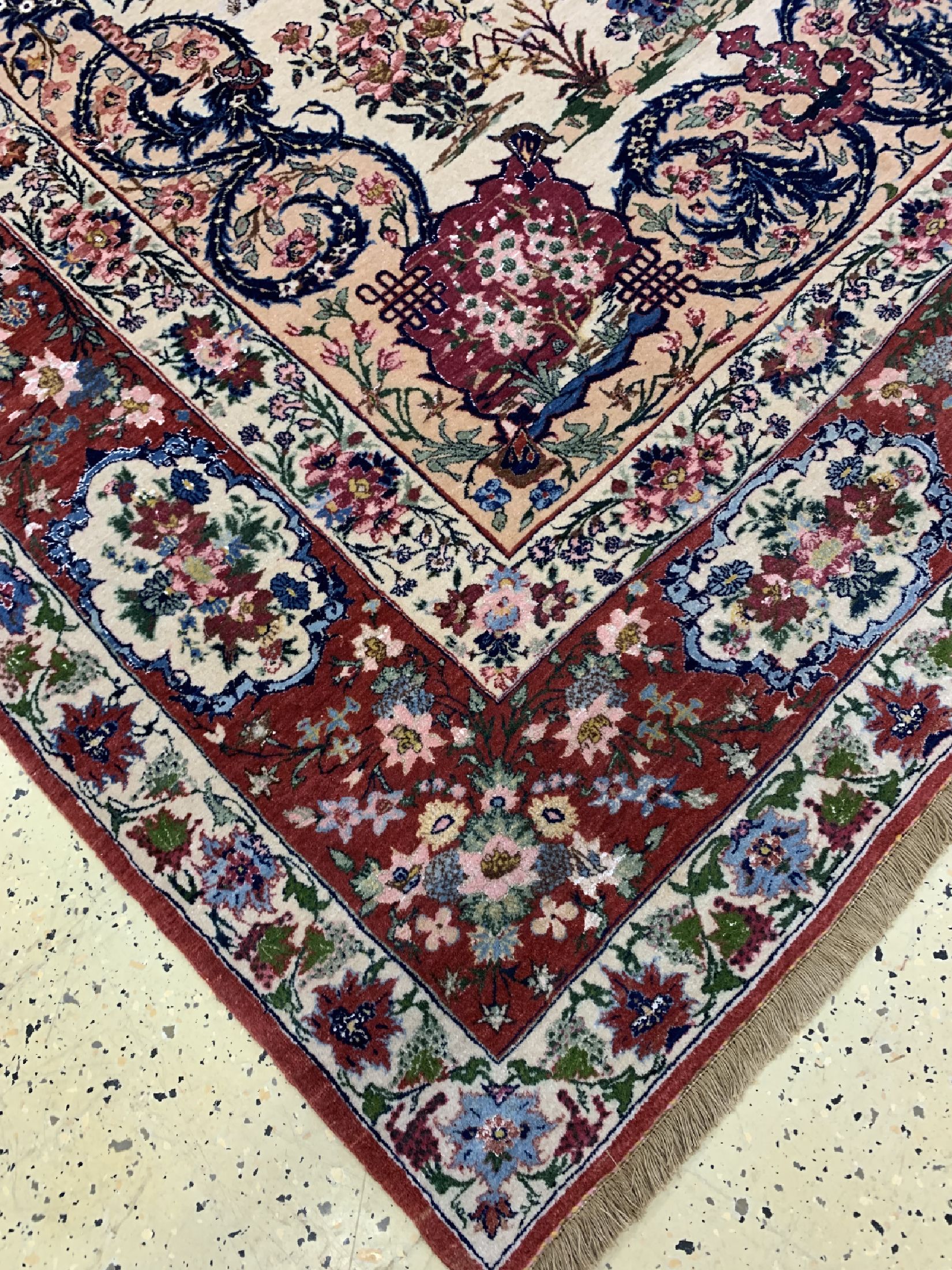 Detail f: Seltener Ghom Kork alt, Persien, um 1950, Korkwolle mit Seide und Baumwoll Highlights, ca. 306 x 202 cm, EHZ: 1-2