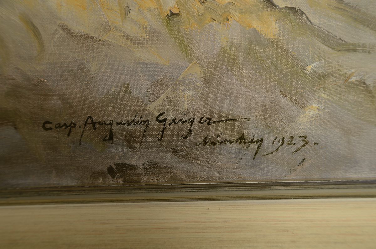 Detail a: Caspar Augustin Geiger, 1847 - 1924,, Münchener Maler, Vorgebirgslandschaft mit wildem Bach, bewegter Himmel, Öl/Lwd, re. unten signiert und dat. ...