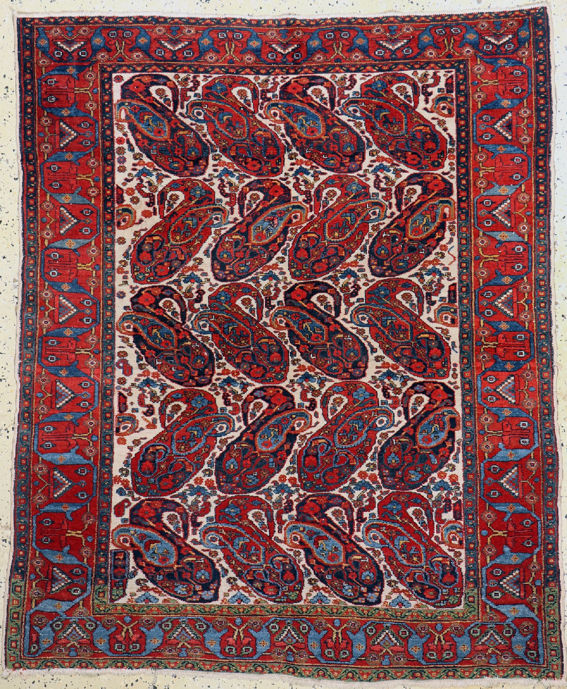 Antiker Khamseh, Persien, um 1910, Wolle auf Baumwolle, ca. 156 x 133 cm, minimal verkürzt, EHZ: 2
