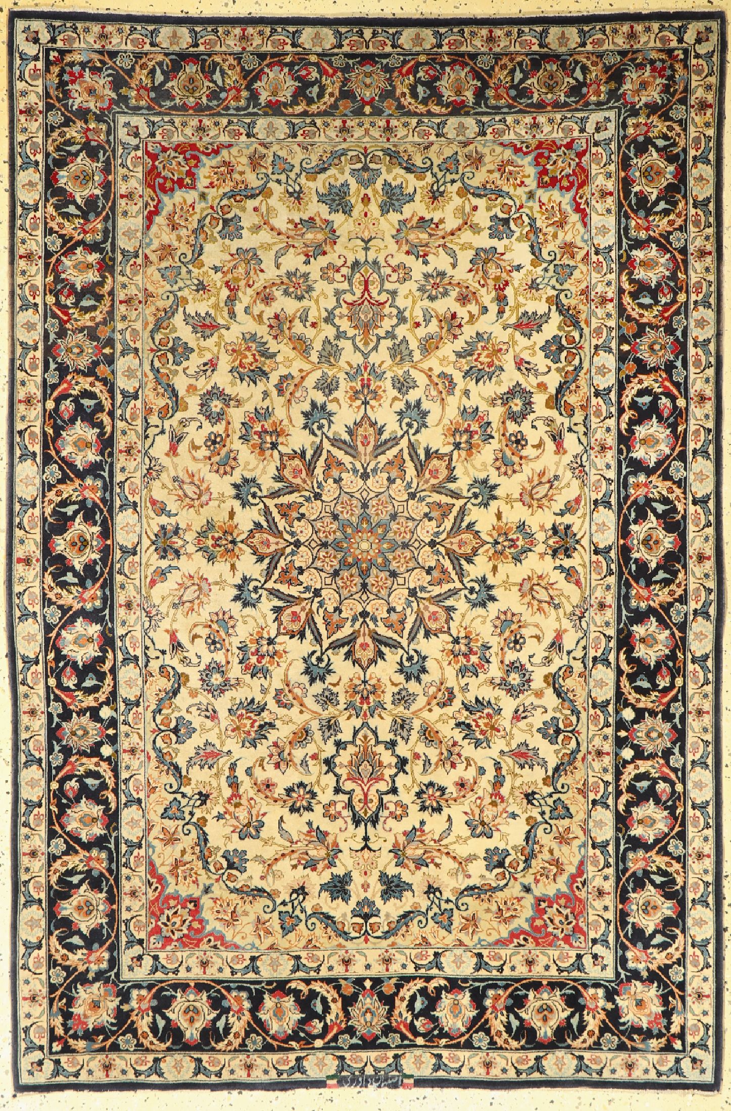 Esfahan fein, Persien, signiert(Dawari), um1960, Korkwolle mit und auf Seide, ca. 170 x 115 cm, ca. 1,0 Mio. Kn/qm, EHZ: 2