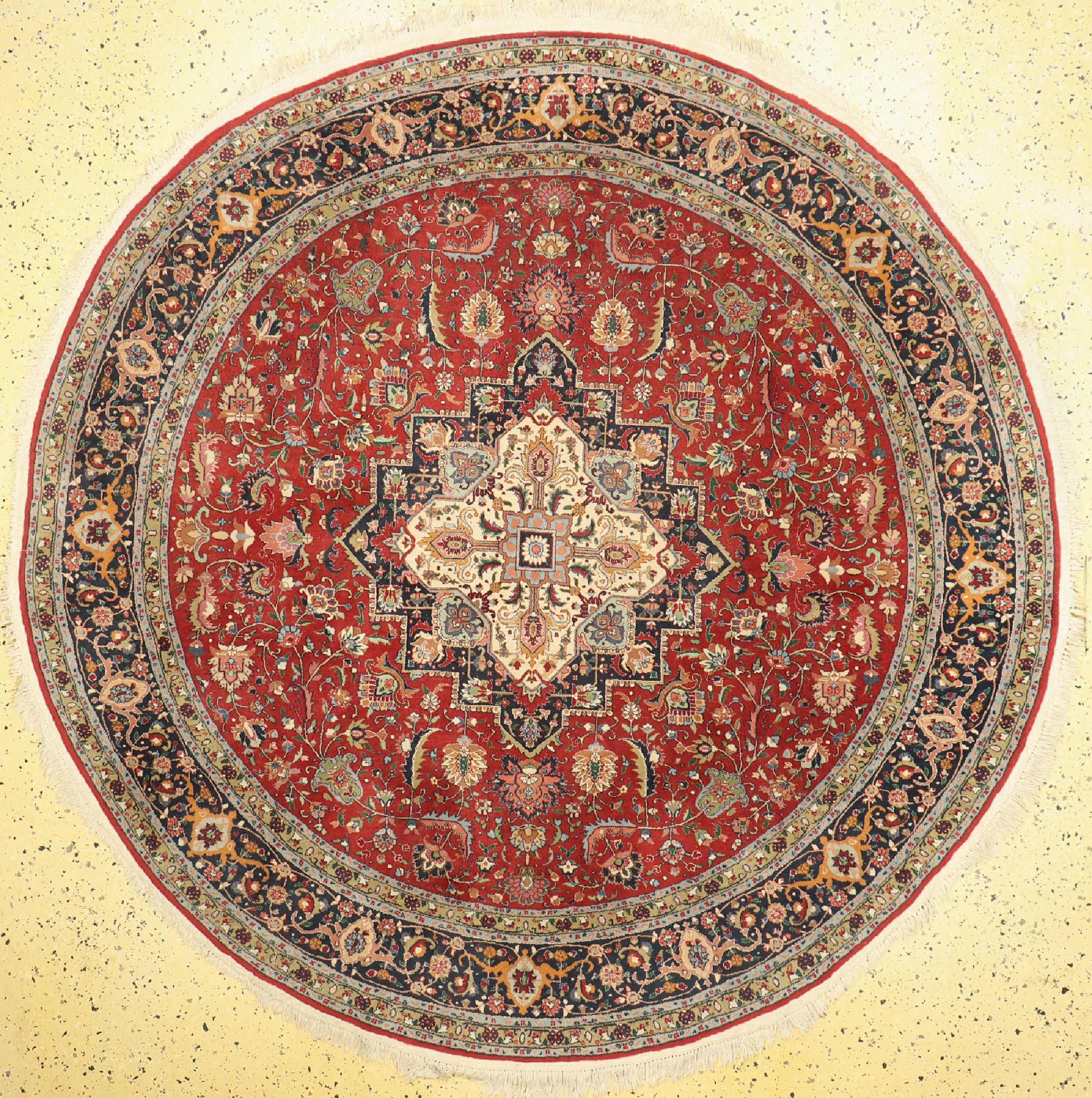 Täbriz fein, China, ca. 50 Jahre, Korkwolleauf Baumwolle, durchmeßer: 200 cm, EHZ: 2