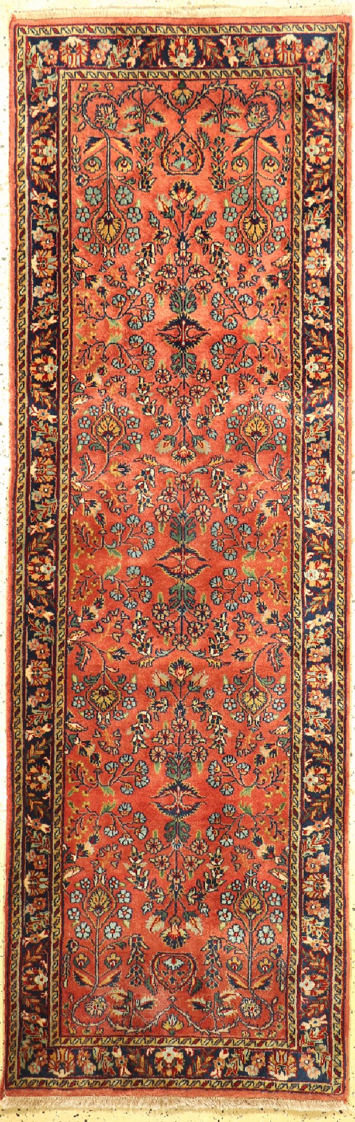 Sarogh Kork fein, Indien, ca. 50 Jahre, Korkwolle auf Baumwolle, ca. 252 x 80 cm, EHZ:1-2