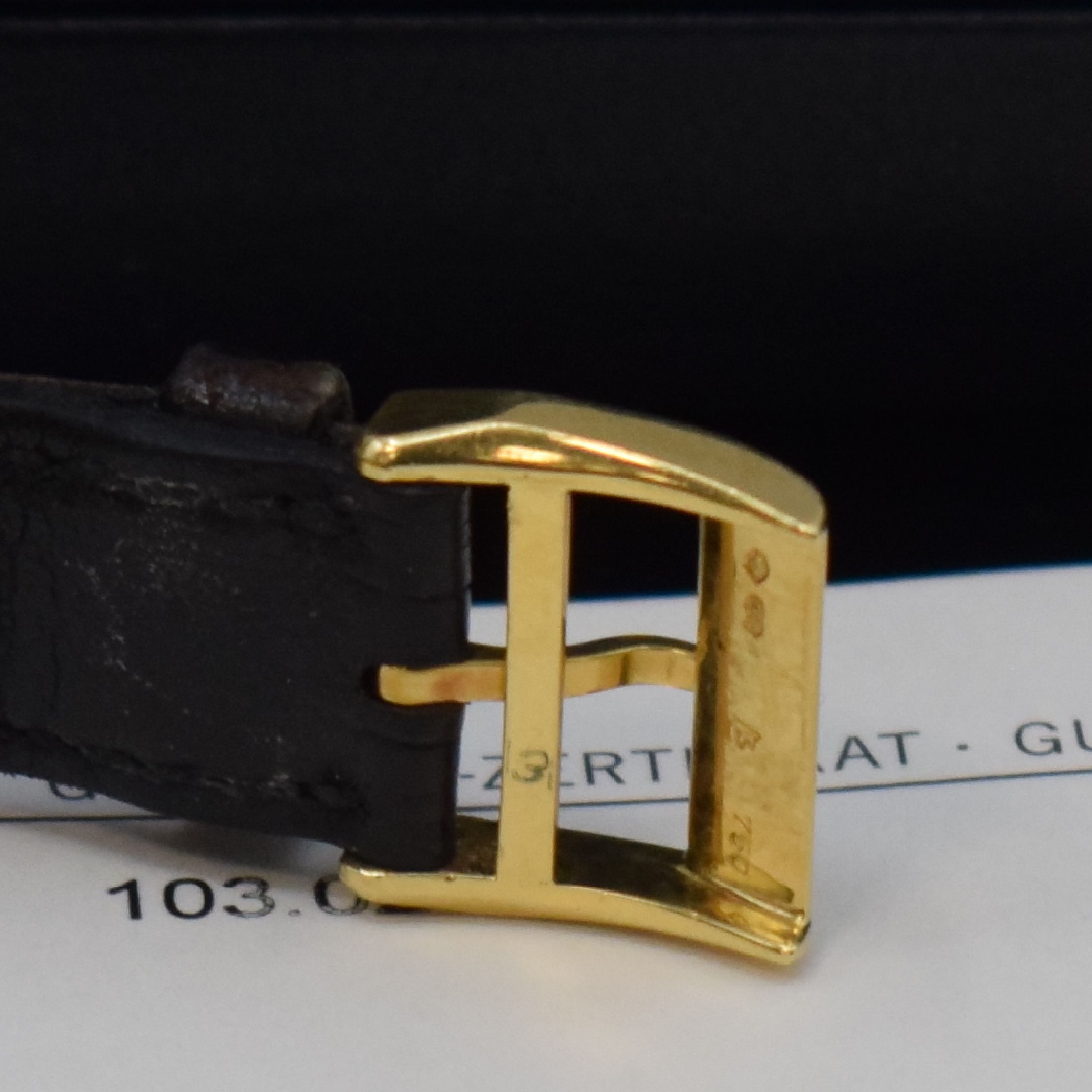 Detail d: A. LANGE & SÖHNE Arkade seltene Damenarmbanduhr in GG 750/000 Referenz 103.021, Handaufzug, beids. vergl. Geh., Boden 4-fach verschr., orig. ...