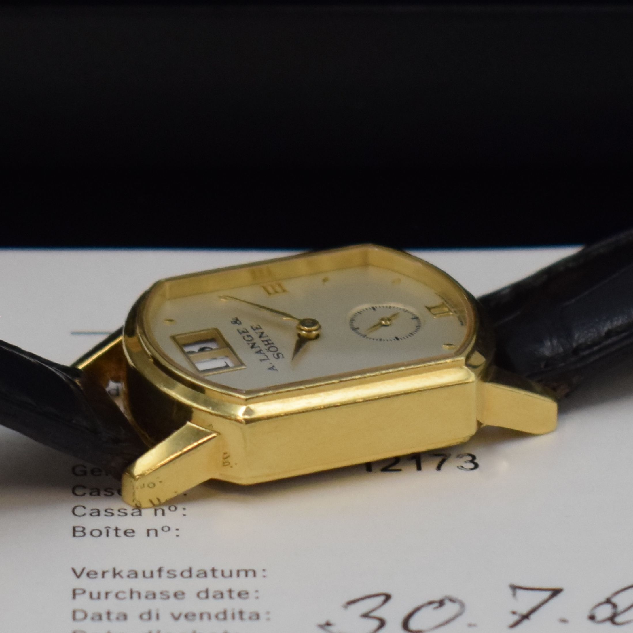 Detail f: A. LANGE & SÖHNE Arkade seltene Damenarmbanduhr in GG 750/000 Referenz 103.021, Handaufzug, beids. vergl. Geh., Boden 4-fach verschr., orig. ...